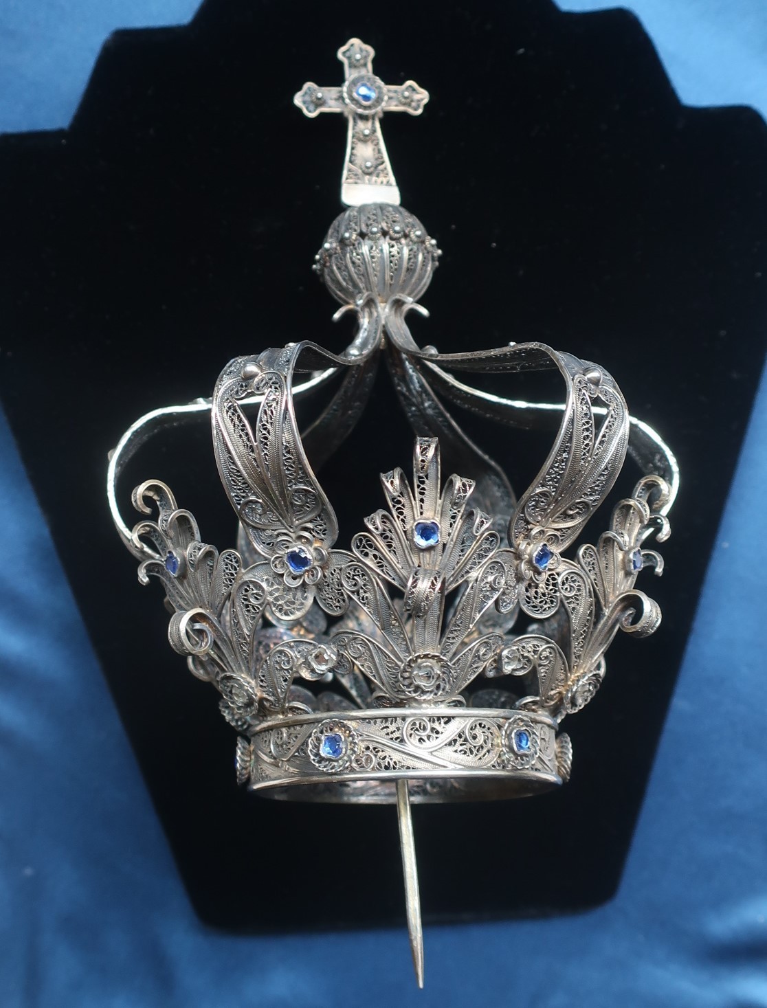 Exquisite Antique Sacred Art filigree SILVER crown for religious statue SPAIN