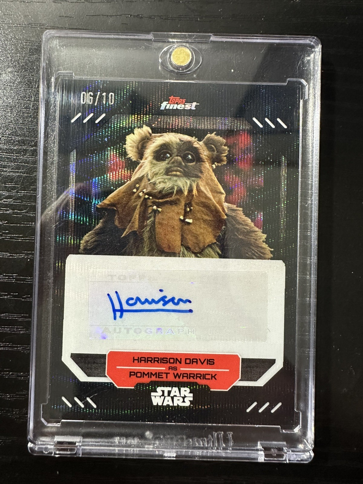 Topps 2023 Finest Star Wars Auto Harrison Davis FA-HD 06/10 Black Refactor.