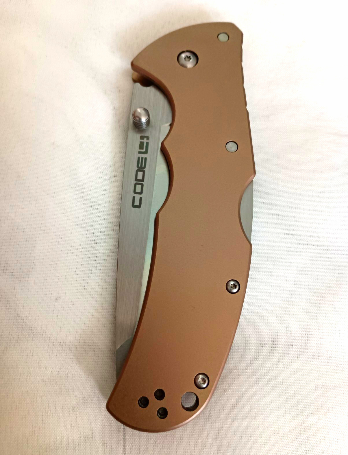 Cold Steel Code 4 Pocketknife Brown/Silver Aluminum CPM S35VN Tanto Plain Cold Steel Code 4 Pocketknife Brown/Silver Aluminum CPM S35VN Tanto Plain