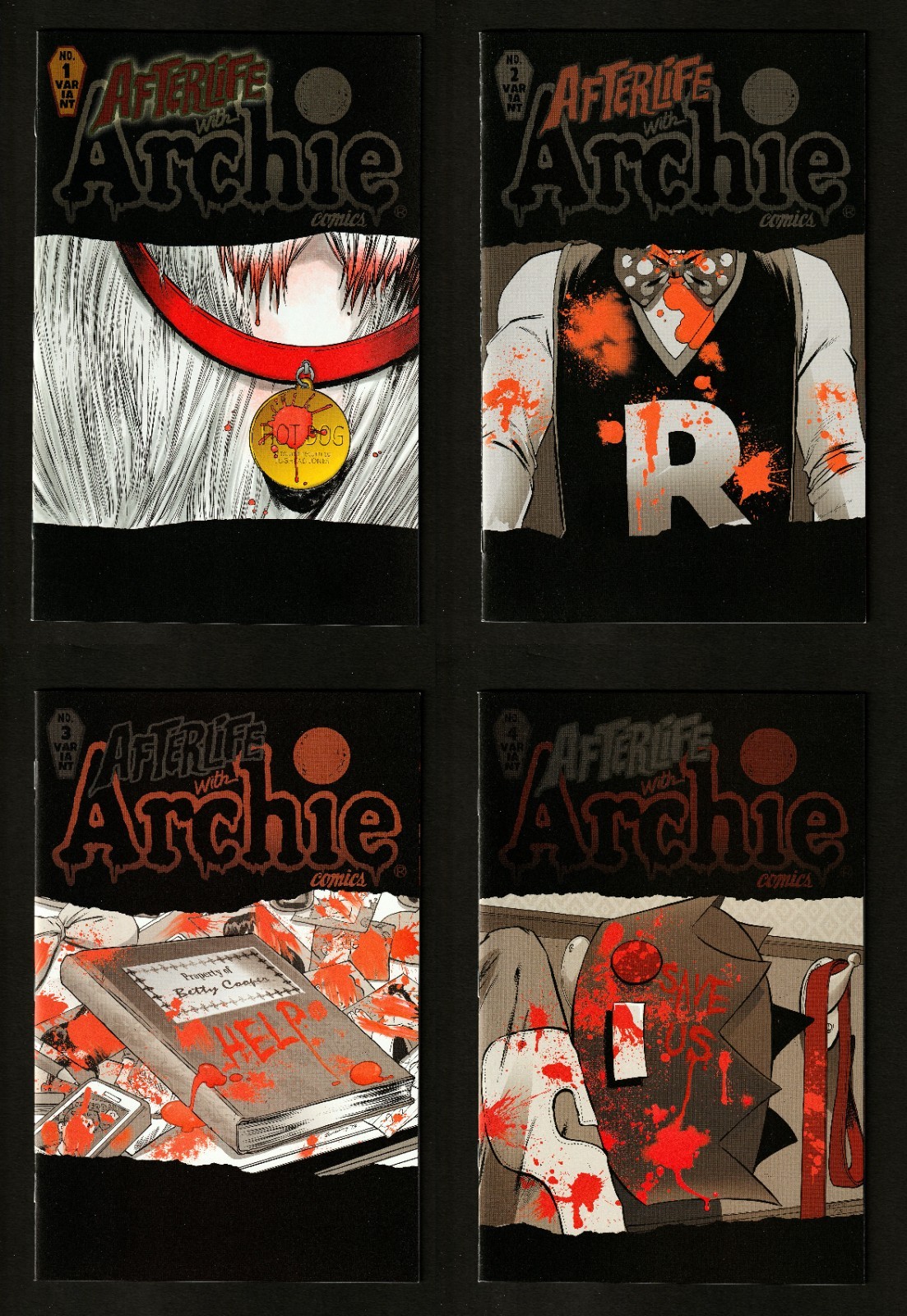 Afterlife with Archie #1-4 NM 2013 Disney+ Tim Seeley Hot Dog Variant Set 2 3