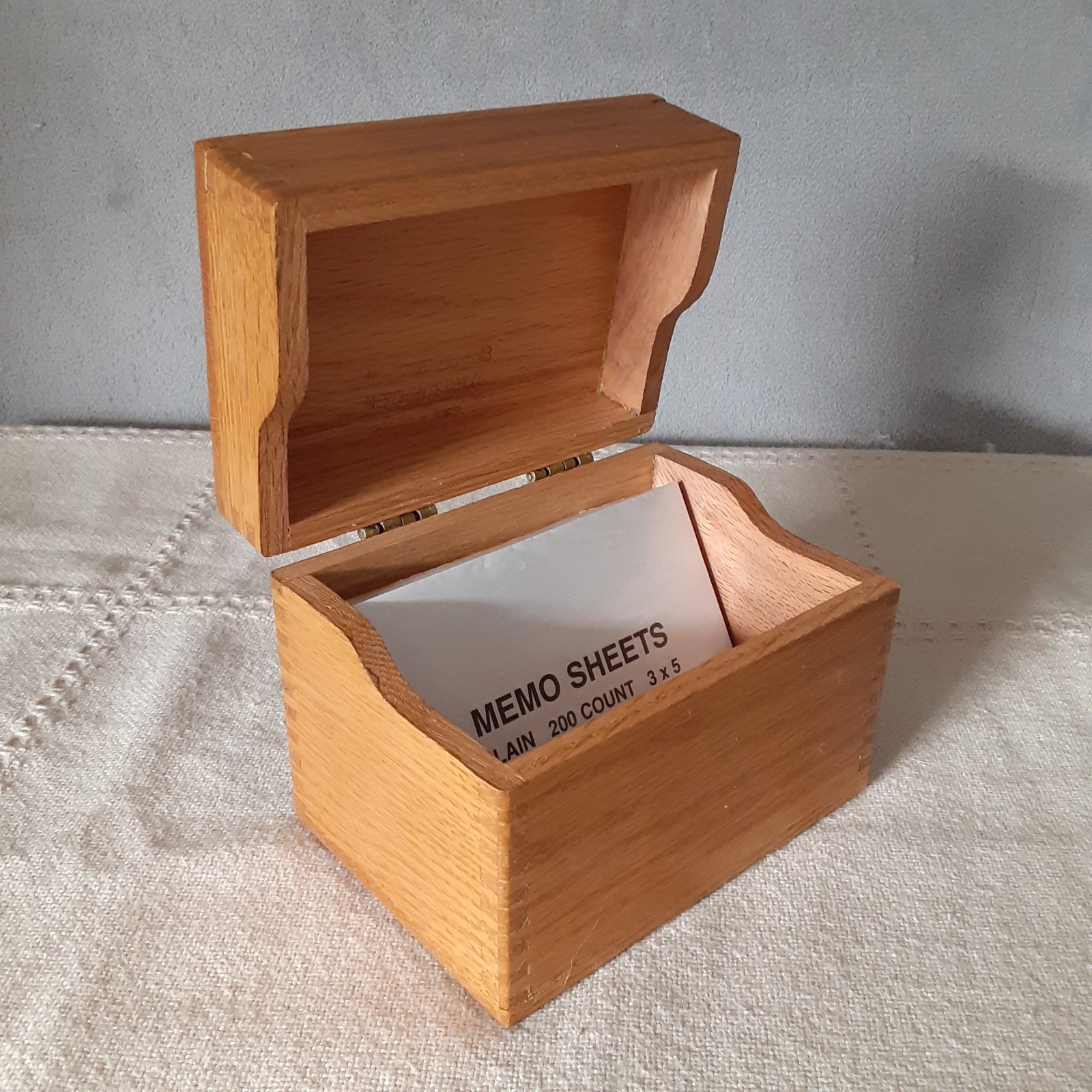 Vintage Wood Recipe File Box Merchants Box Co. 60's Oak Dovetail Joints Vintage Wood Recipe File Box Merchants Box Co. 60's Oak Dovetail Joints