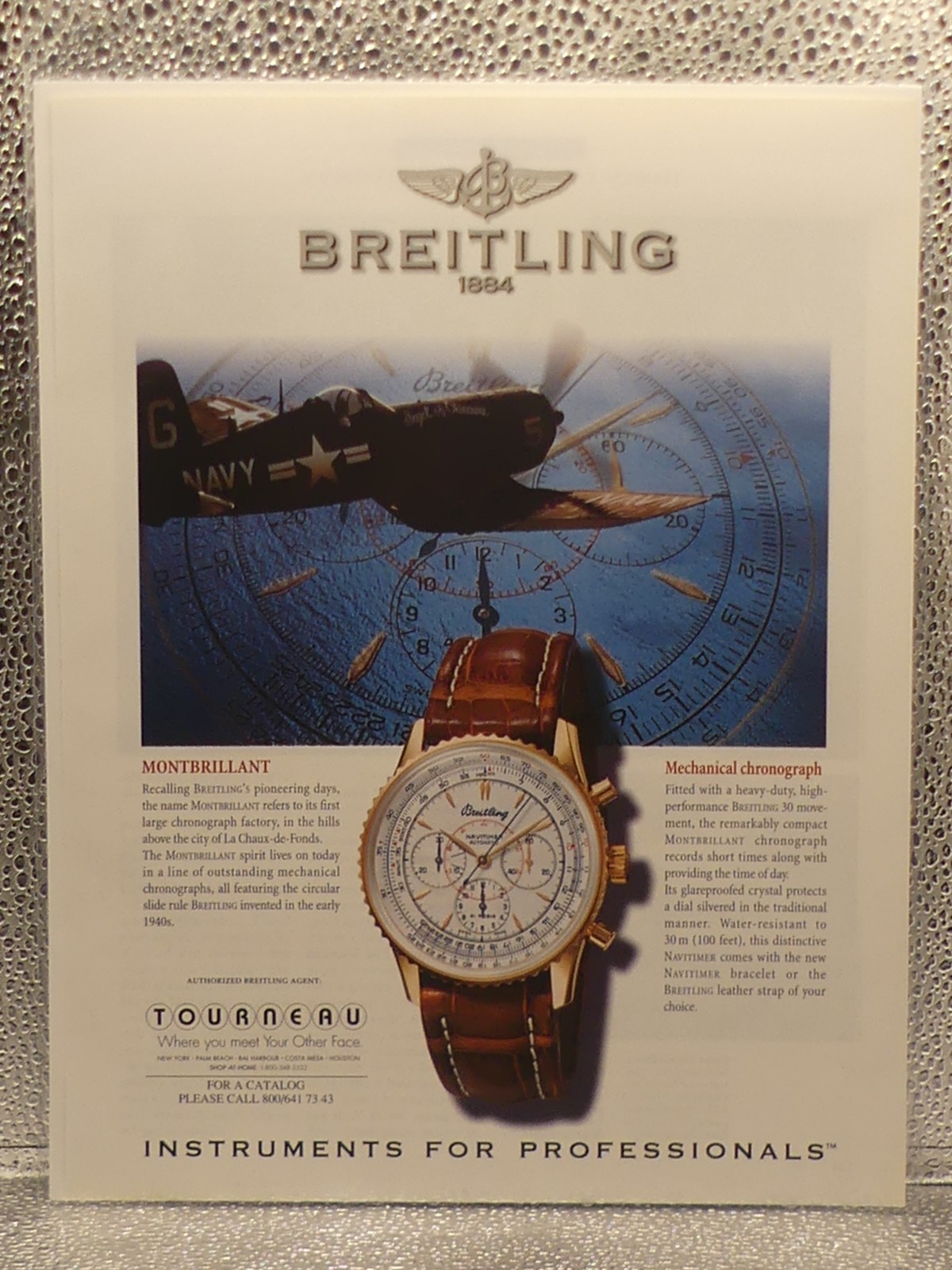 Vintage Breitling Navitimer Watch Tourneau 1998 Print Advertising Full Page Ad Vintage Breitling Navitimer Watch Tourneau 1998 Print Advertising Full Page Ad