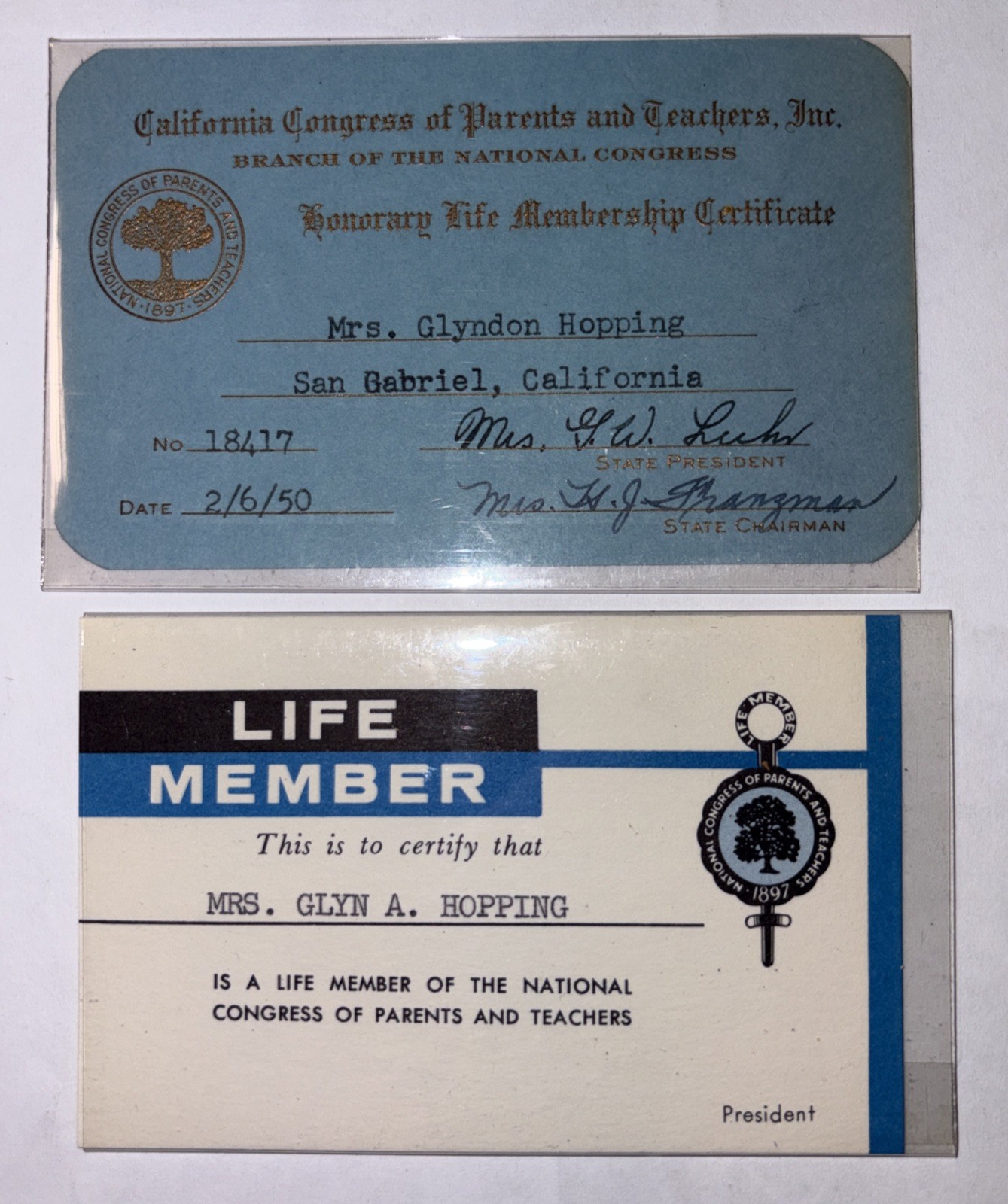 Vtg Calif. Congress Of Parents And Teachers P.T.A. Honorary Life Membership 1950 Vtg Calif. Congress Of Parents And Teachers P.T.A. Honorary Life Membership 1950