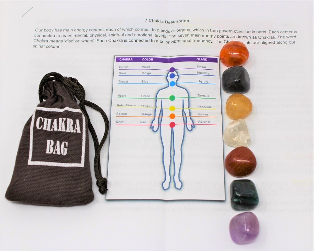 7 Chakra Tumbled Stones, Instructions & Carry Pouch (Crystal Healing Stone Set) 7 Chakra Tumbled Stones, Instructions & Carry Pouch (Crystal Healing Stone Set)