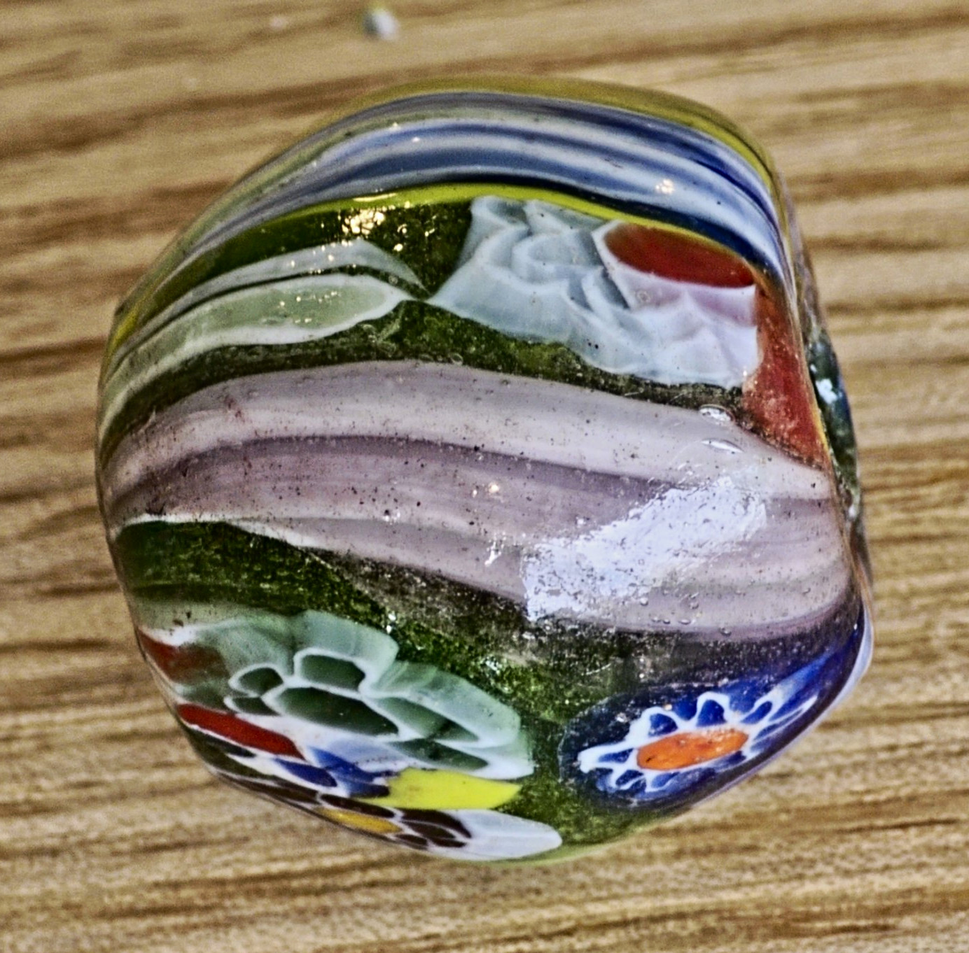 Vintage Venetian Murano Millefiori Glass Large Oval Focal Bead Vintage Venetian Murano Millefiori Glass Large Oval Focal Bead