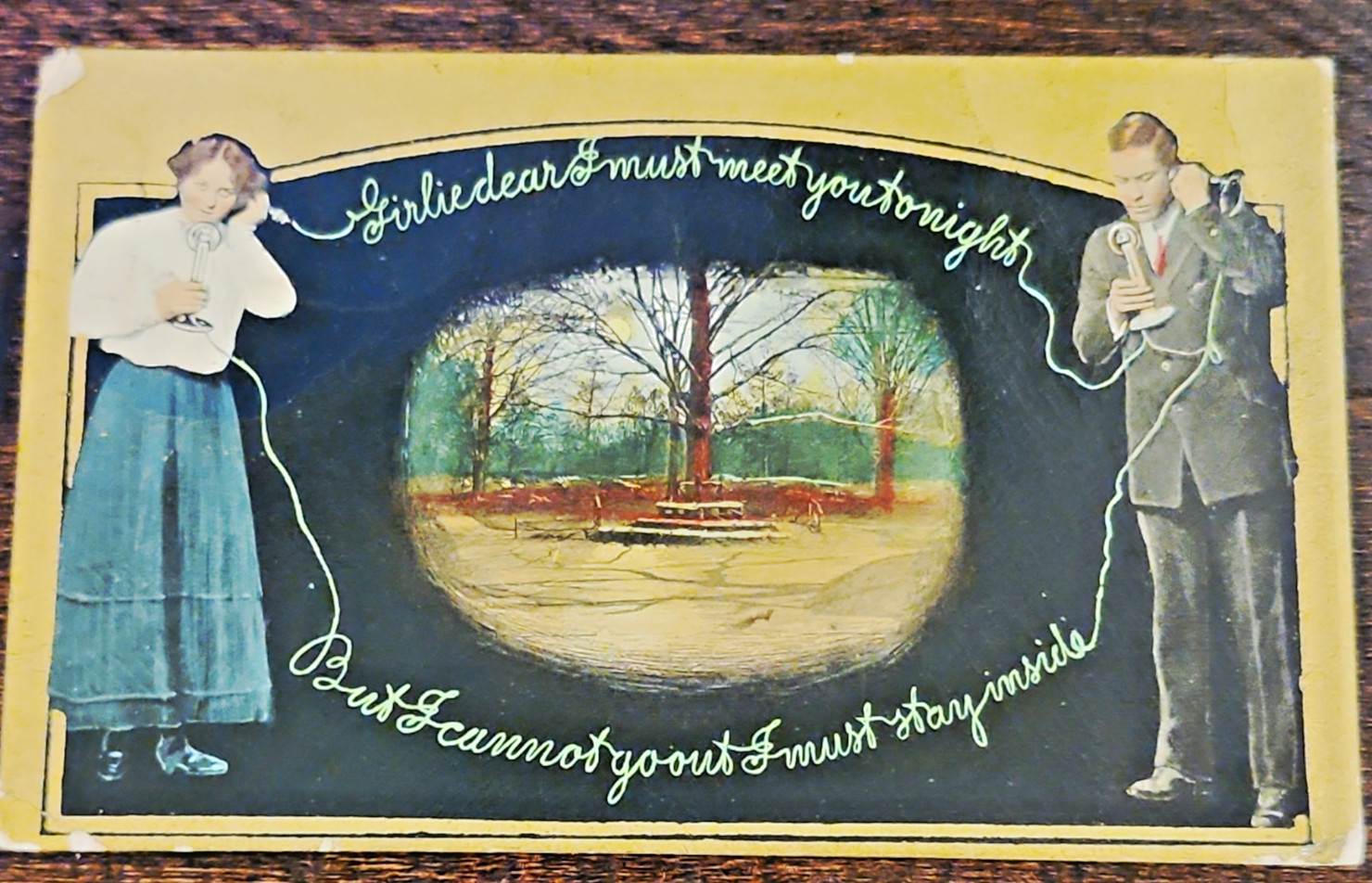 Romance Postcard 'Say little dear & must meet you tonight' Posted 1910 Stamp Romance Postcard 'Say little dear & must meet you tonight' Posted 1910 Stamp