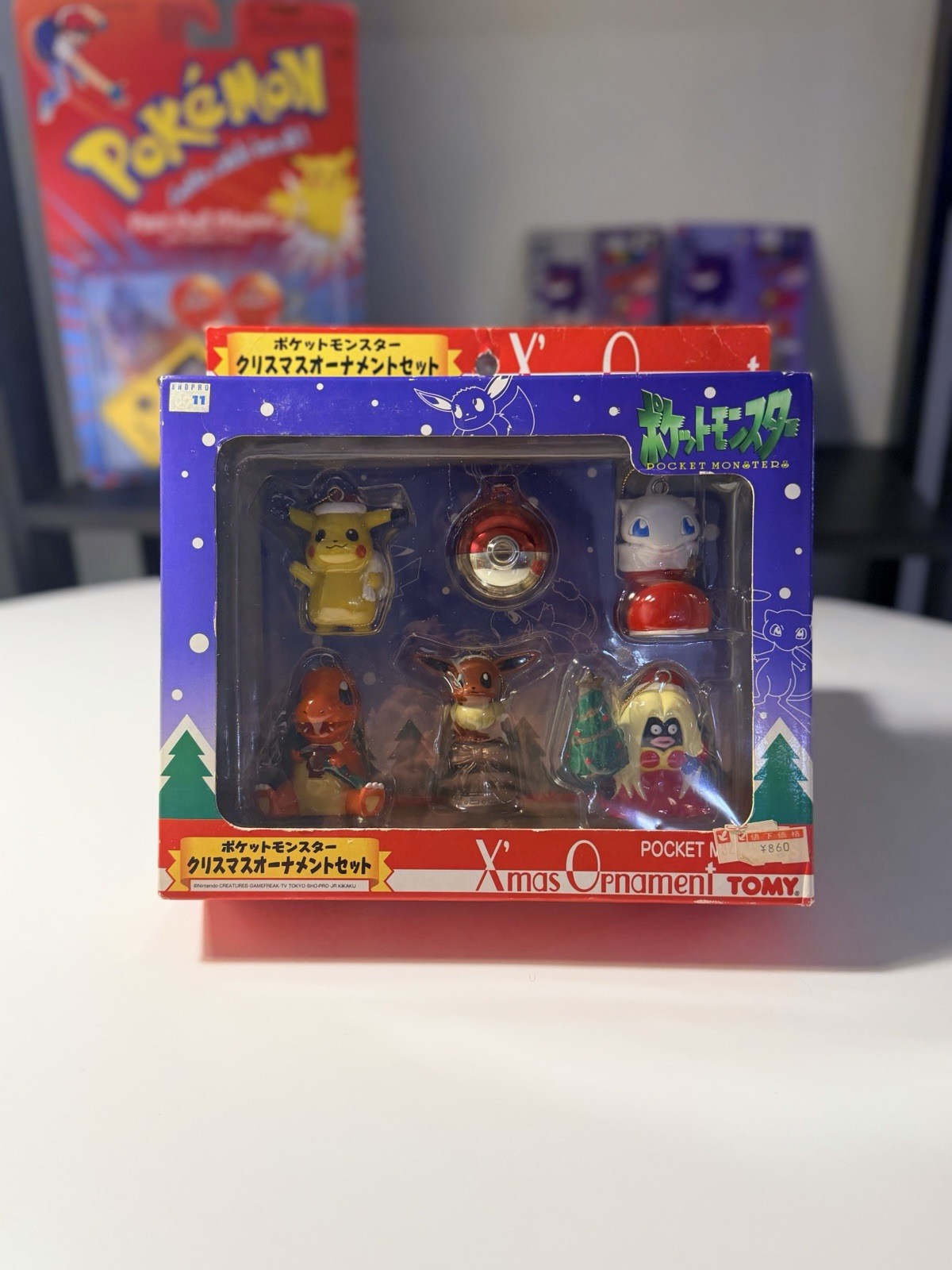 Vintage Pokemon Christmas Ornament Set 1998 Tomy Rare Pikachu Eevee Charmander