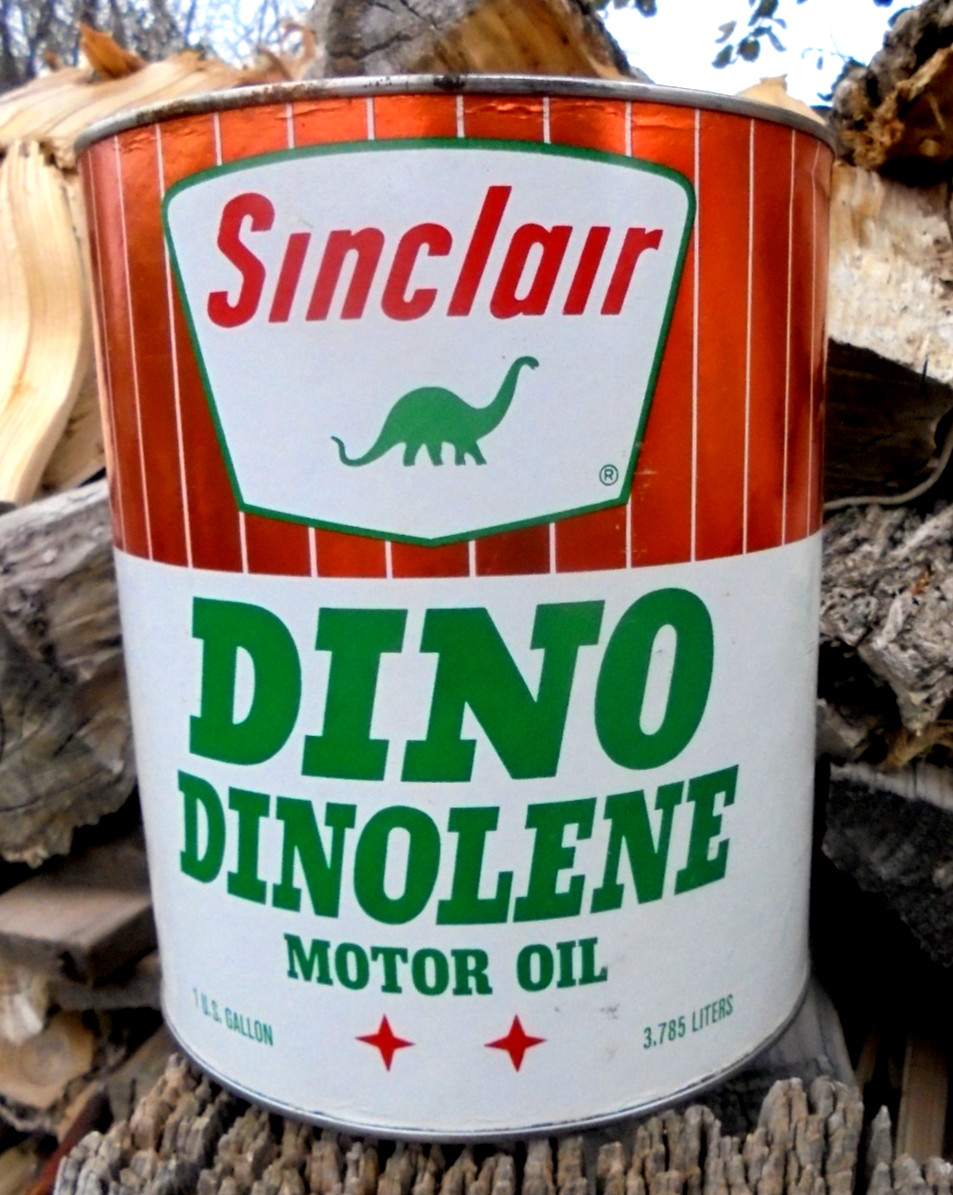 Vintage 1960's SINCLAIR DINOLENE MOTOR OIL 1 Gallon Can Cardboard Empty
