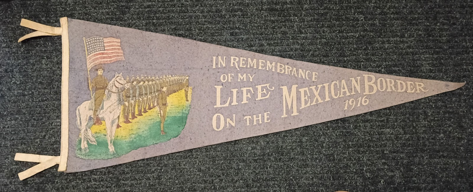 Large Original Mexican Border Service Pennant 36" 1916 US Army Natl Guard Etc 