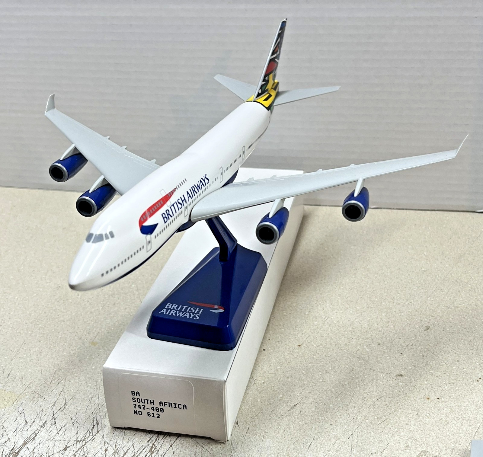 Wooster British Airways Boeing 747-400 S. Africa Tail Airplane Desk Model 1:250 Wooster British Airways Boeing 747-400 S. Africa Tail Airplane Desk Model 1:250