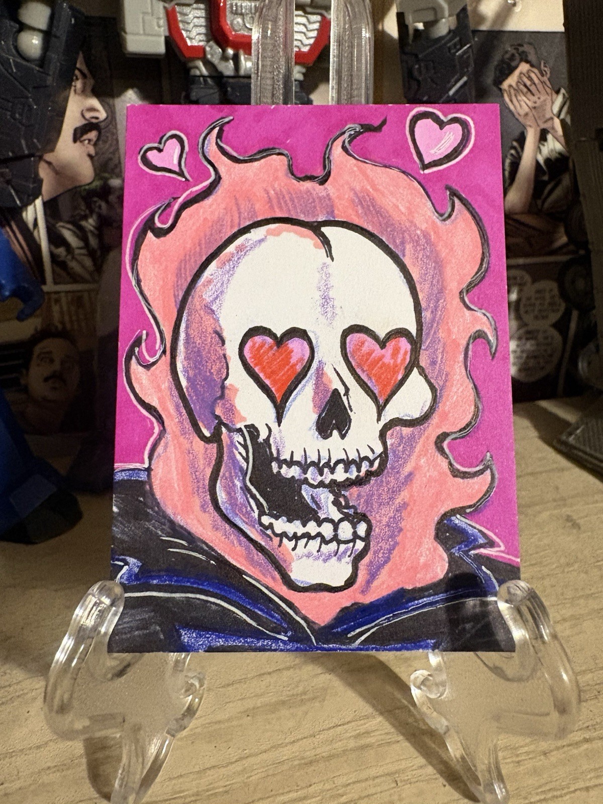 Nate Rosado Hand Drawn Marvel Ghost Rider in Love  Sketch Card Signed 2026 1/1