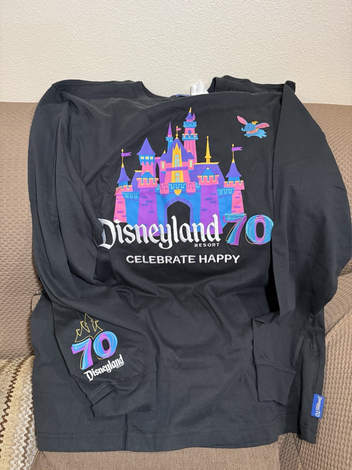 Disneyland 70th Anniversary Long Sleeve Tee Top Shirt L/Large Disney Castle NEW