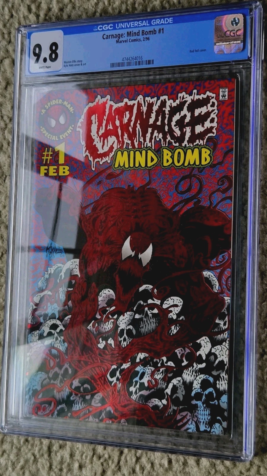 Carnage: Mind Bomb #1 CGC 9.8 (1996) Red Foil Cover - White Pages - CGC 47442640 Carnage: Mind Bomb #1 CGC 9.8 (1996) Red Foil Cover - White Pages - CGC 47442640