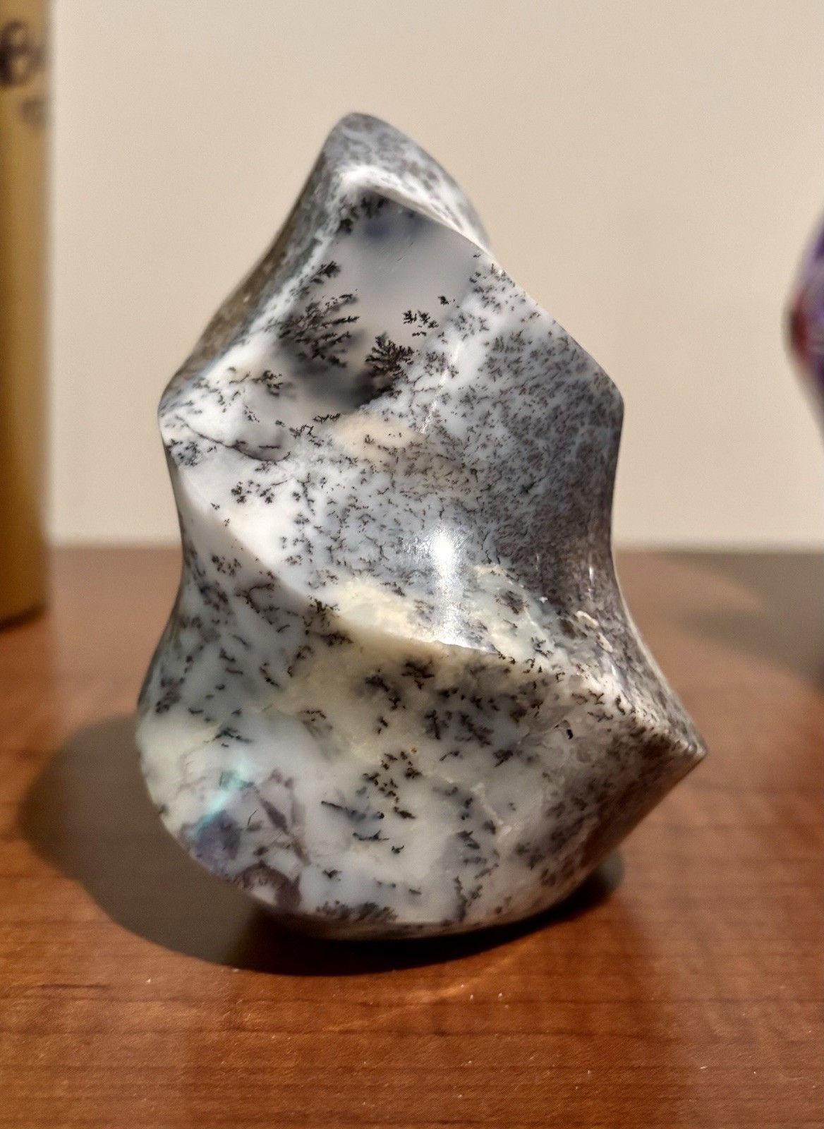 Polished Dendritic Opal Freeform Flame Display Stone w/ UV Fluorescence - 1 lb Polished Dendritic Opal Freeform Flame Display Stone w/ UV Fluorescence - 1 lb