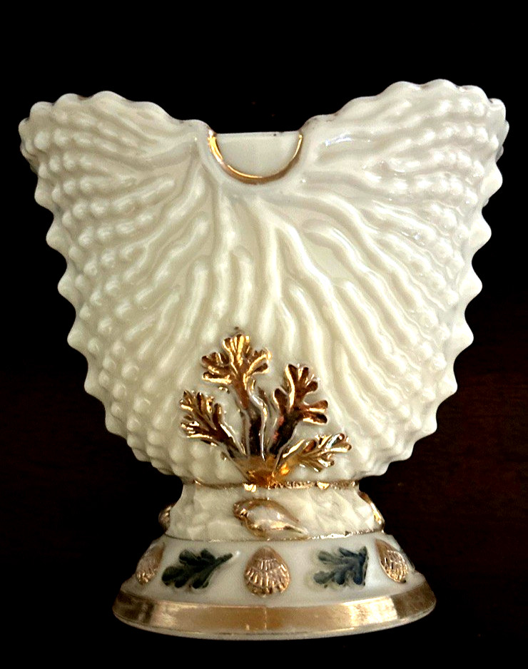 Antique Northwood Argonaut Shell Nautilus Custard Glass Spooner Toothpick Holder