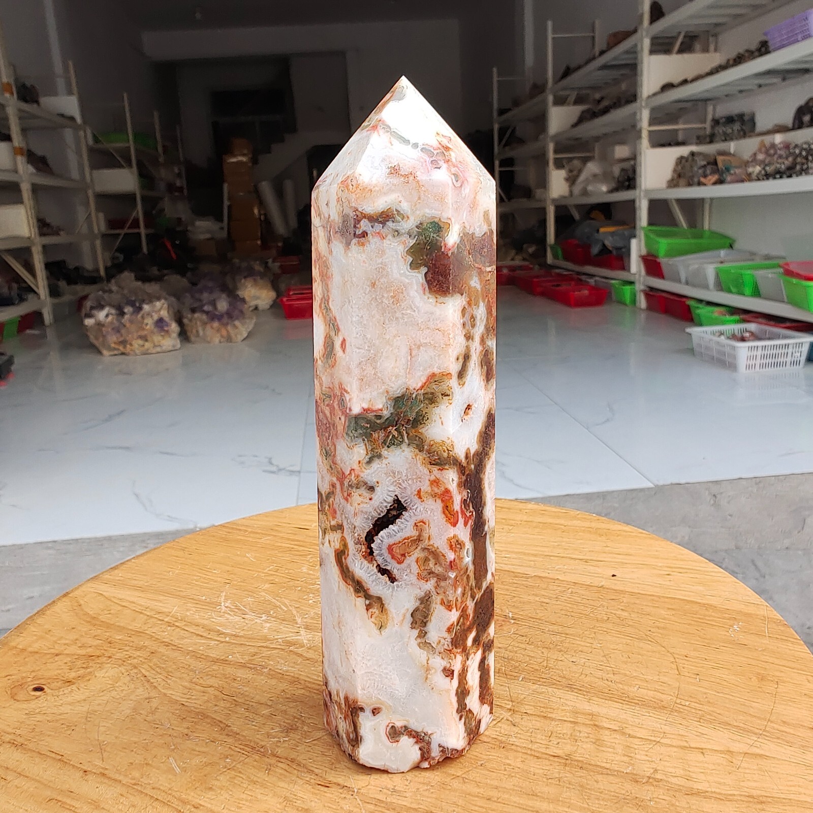 570g Natural red aquatic agate obelisk Quartz Crystal Point energy column W985 570g Natural red aquatic agate obelisk Quartz Crystal Point energy column W985