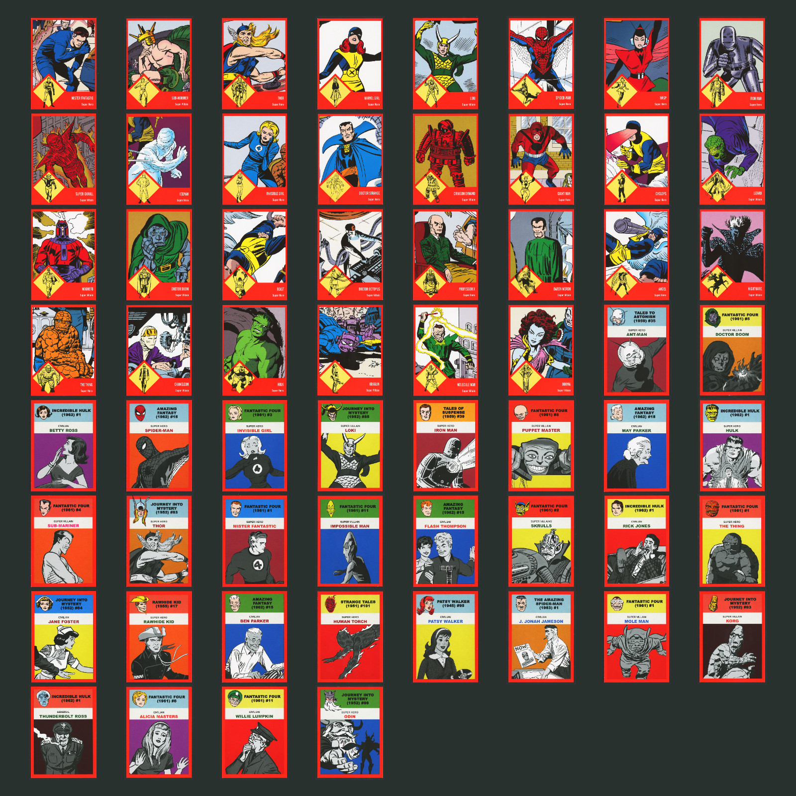 2024 Fleer Throwbacks 59-63 Marvel Edition Red Complete Set 60 Cards Spider-Man 2024 Fleer Throwbacks 59-63 Marvel Edition Red Complete Set 60 Cards Spider-Man