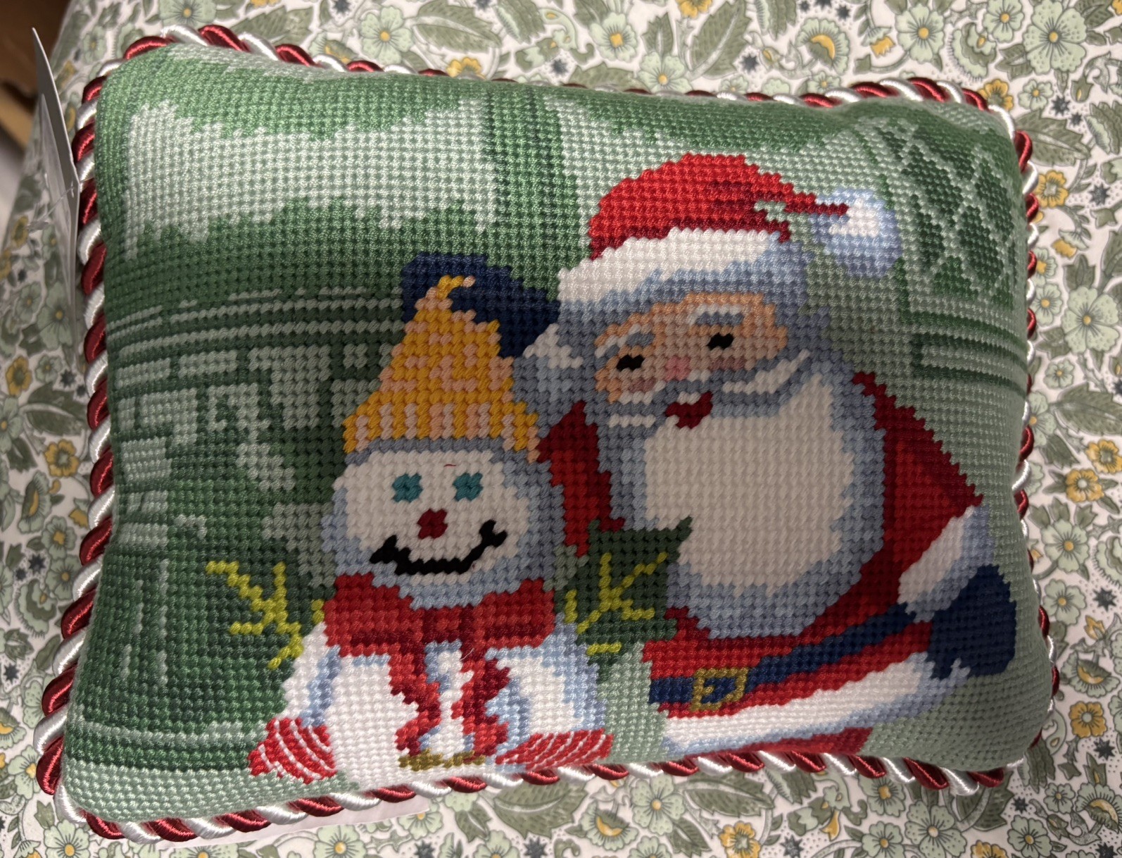 Mr Bingle And Santa Needlepoint Velvet Pillow Dillards Exclusive Small Mr Bingle And Santa Needlepoint Velvet Pillow Dillards Exclusive Small