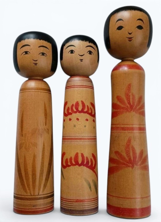 Vintage Tsugaru Kokeshi Doll Set Kensan Hasegawa Japanese Wooden Folk Art 3pcs Vintage Tsugaru Kokeshi Doll Set Kensan Hasegawa Japanese Wooden Folk Art 3pcs