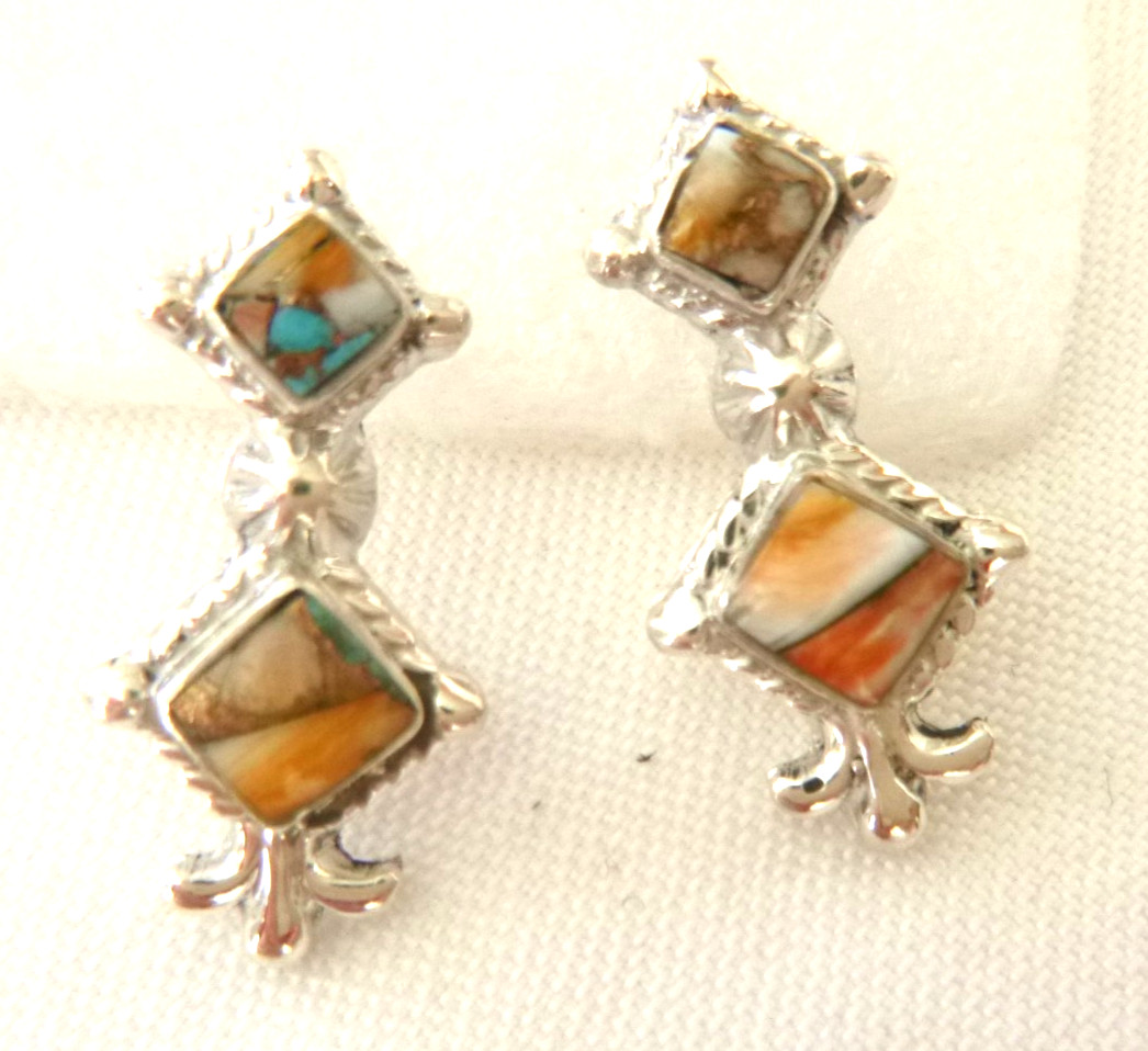 NWT Navajo Sadie Jim Spiny Oyster Shell/Turquoise Earrings 925 Sterling Silver NWT Navajo Sadie Jim Spiny Oyster Shell/Turquoise Earrings 925 Sterling Silver