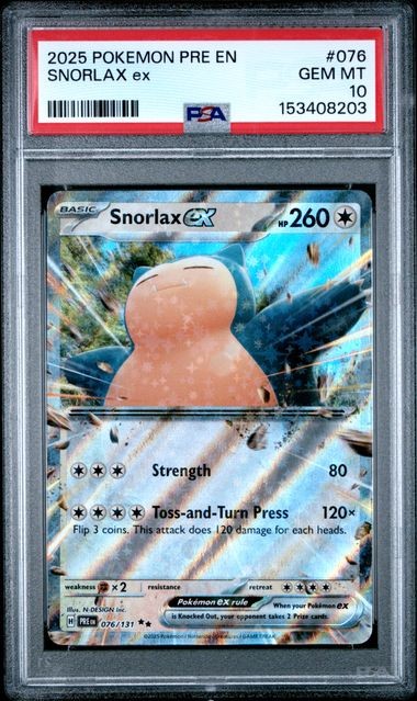 2025 POKEMON PRE EN-PRISMATIC EVOLUTIONS #076 SNORLAX ex PSA 10 2025 POKEMON PRE EN-PRISMATIC EVOLUTIONS #076 SNORLAX ex PSA 10