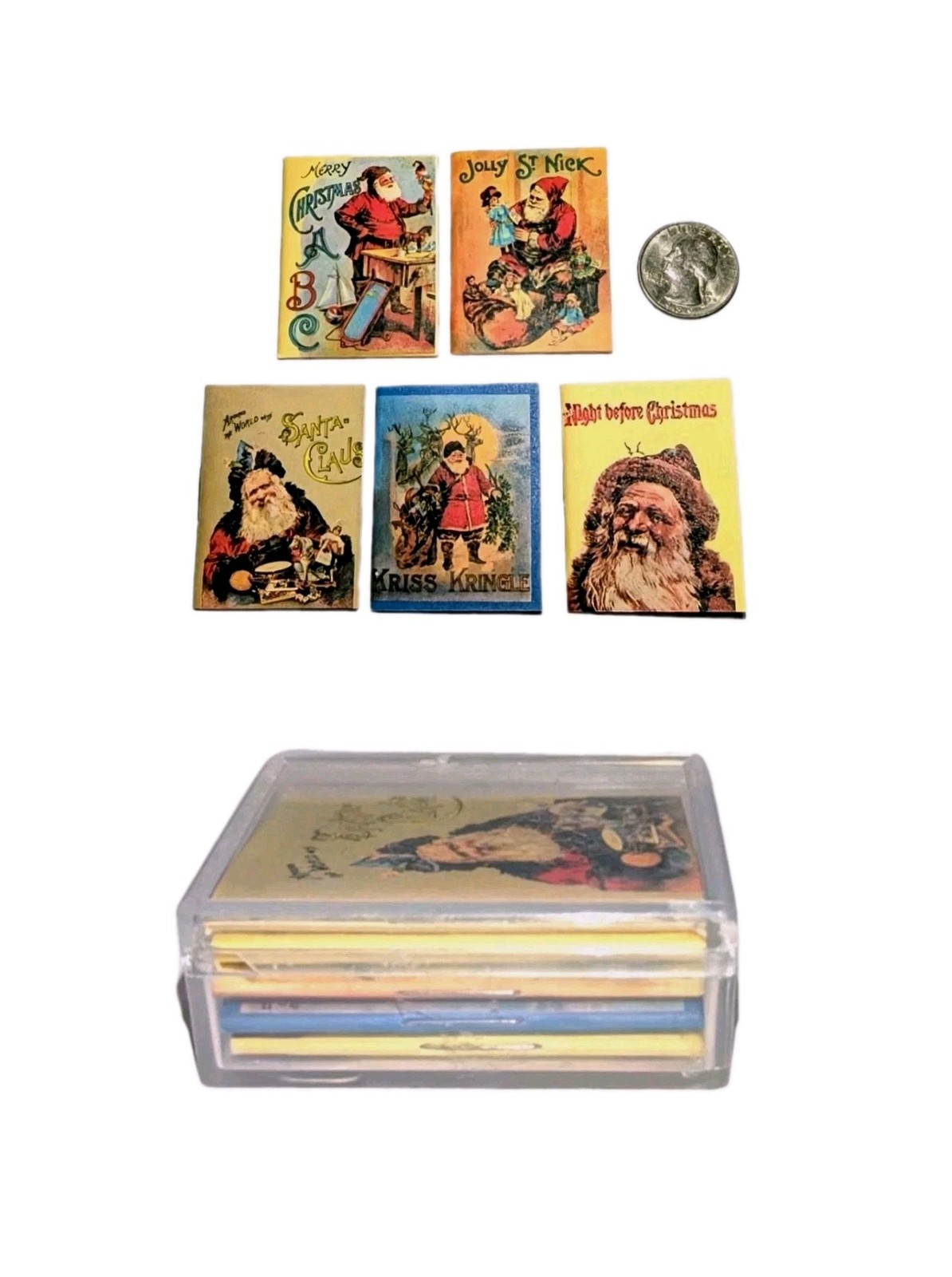Shackman 5 Miniature Christmas Books NEW Vtg Mini & Case Merrimack Hong Kong HTF Shackman 5 Miniature Christmas Books NEW Vtg Mini & Case Merrimack Hong Kong HTF