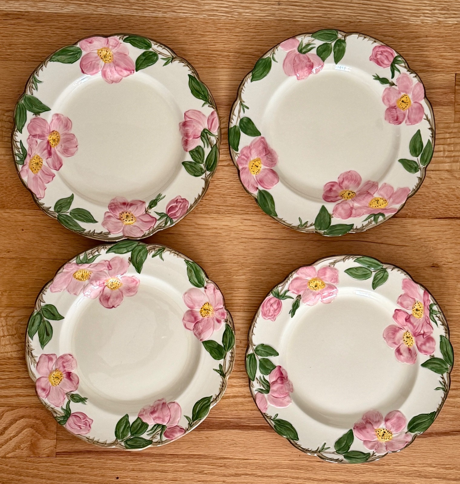 4 Franciscan Desert Rose Luncheon Plates - 9 1/2" - 1953-1958 Mark - EX 4 Franciscan Desert Rose Luncheon Plates - 9 1/2" - 1953-1958 Mark - EX