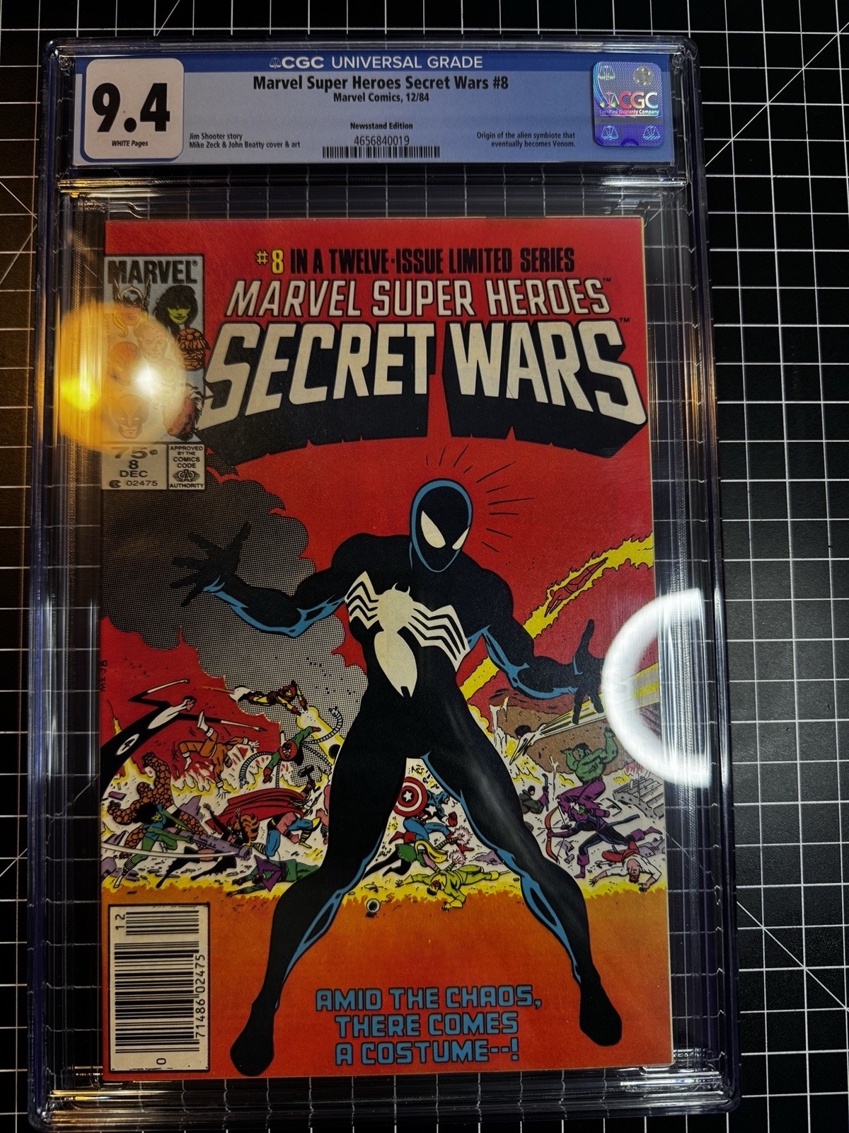 Secret Wars #8 NEWSSTAND CGC 9.4 White Pages Origin Of The Black Suit Secret Wars #8 NEWSSTAND CGC 9.4 White Pages Origin Of The Black Suit