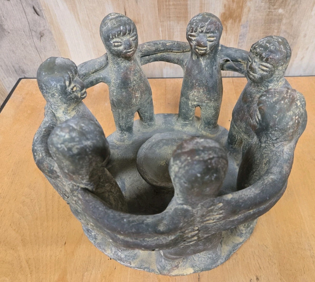 Vtg Mexican Circle Of Friends Clay Candle Holder 7 Folk Art Aztec Mayan 10" x 7" Vtg Mexican Circle Of Friends Clay Candle Holder 7 Folk Art Aztec Mayan 10" x 7"