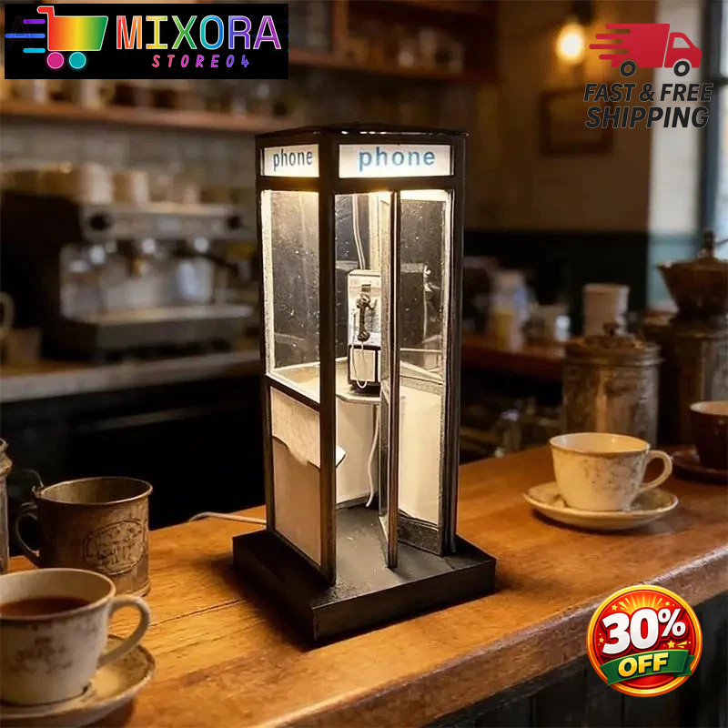 Retro British Style Mini Telephone Booth Night Light for Bedroom & Home Decor US Retro British Style Mini Telephone Booth Night Light for Bedroom & Home Decor US