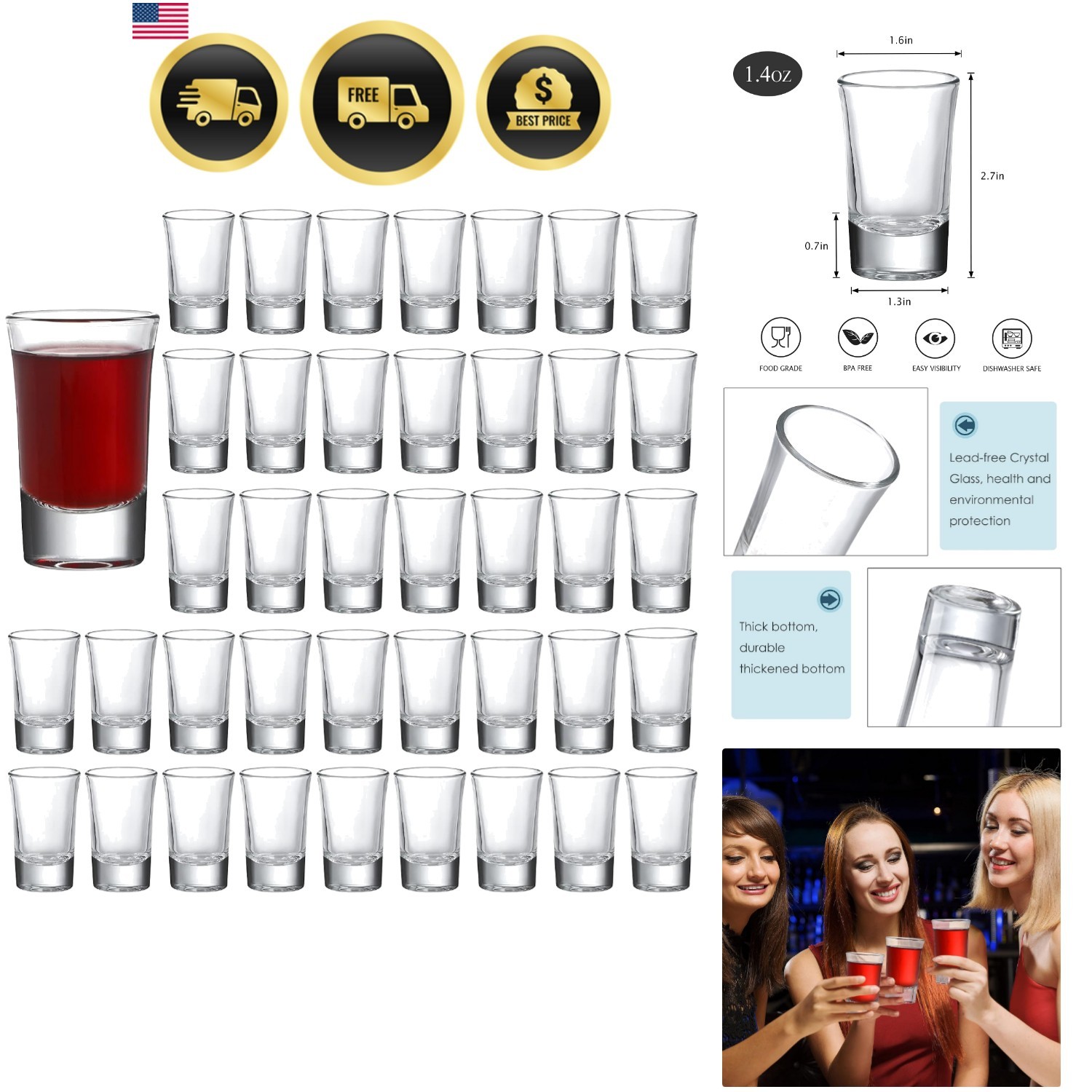 40 Pack Heavy Base Shot Glasses, 1.4oz Whiskey Shot Glass Set Small Glass Cup... 40 Pack Heavy Base Shot Glasses, 1.4oz Whiskey Shot Glass Set Small Glass Cup...