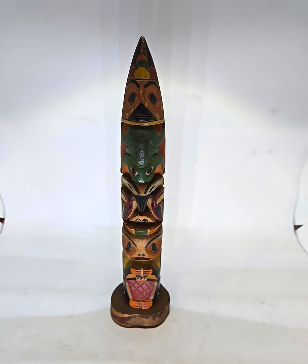 Antique Nuu-chah-nulth Cedar Totem Pole 9" c.1920-40 Williams Family Style