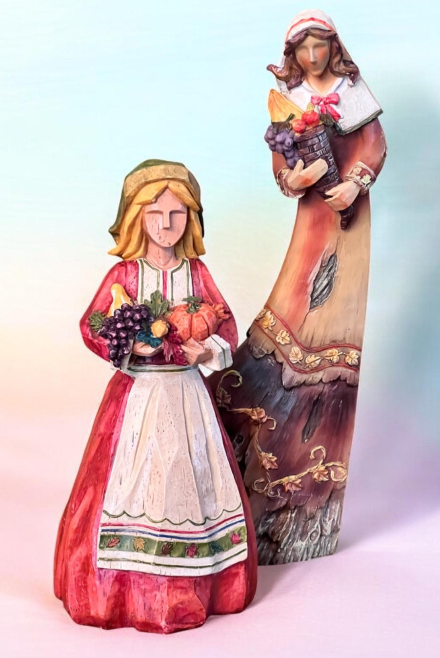 Vintage Thanksgiving Harvest Pilgrim Women Figures