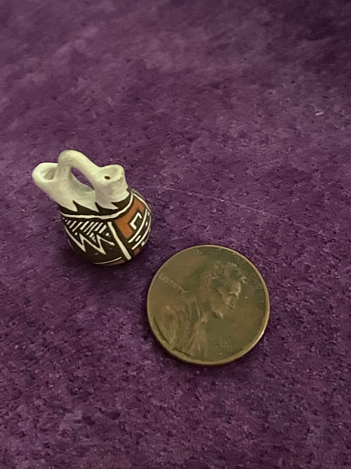 MINIATURE-TINY NATIVE AMERICAN WEDDING VASE-NOREEN SIMPLICIO  7/8" MUSEUM QUAL.