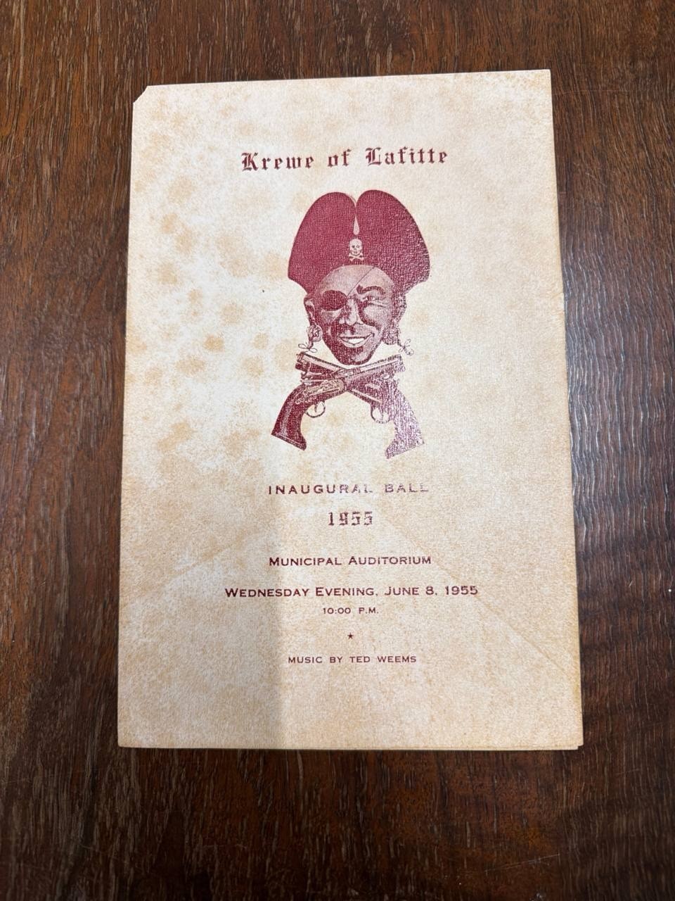 Krewe of Lafitte Inaugural Ball 1955 Program Pensacola Mardi Gras Ted Weems Krewe of Lafitte Inaugural Ball 1955 Program Pensacola Mardi Gras Ted Weems