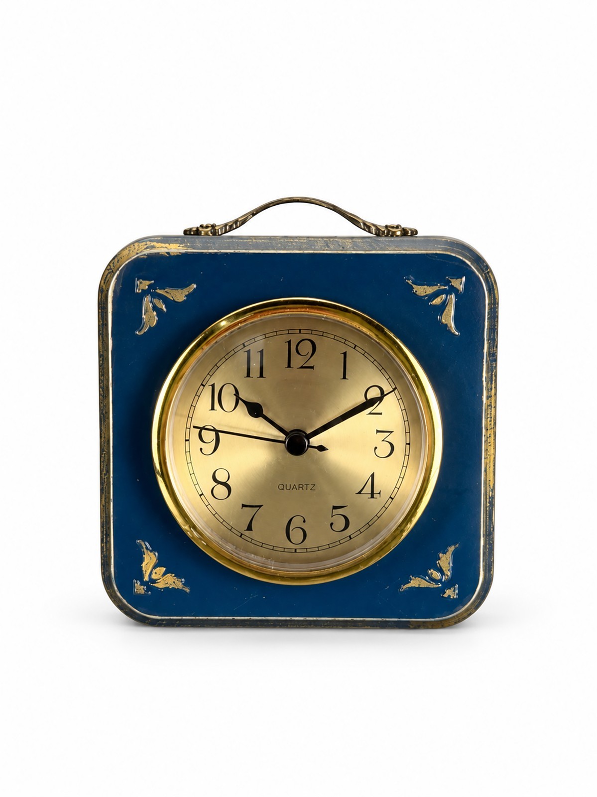 Vintage Blue Wood Desk Clock Retro Mantel Table Clock Quartz Handmade Decor Vintage Blue Wood Desk Clock Retro Mantel Table Clock Quartz Handmade Decor