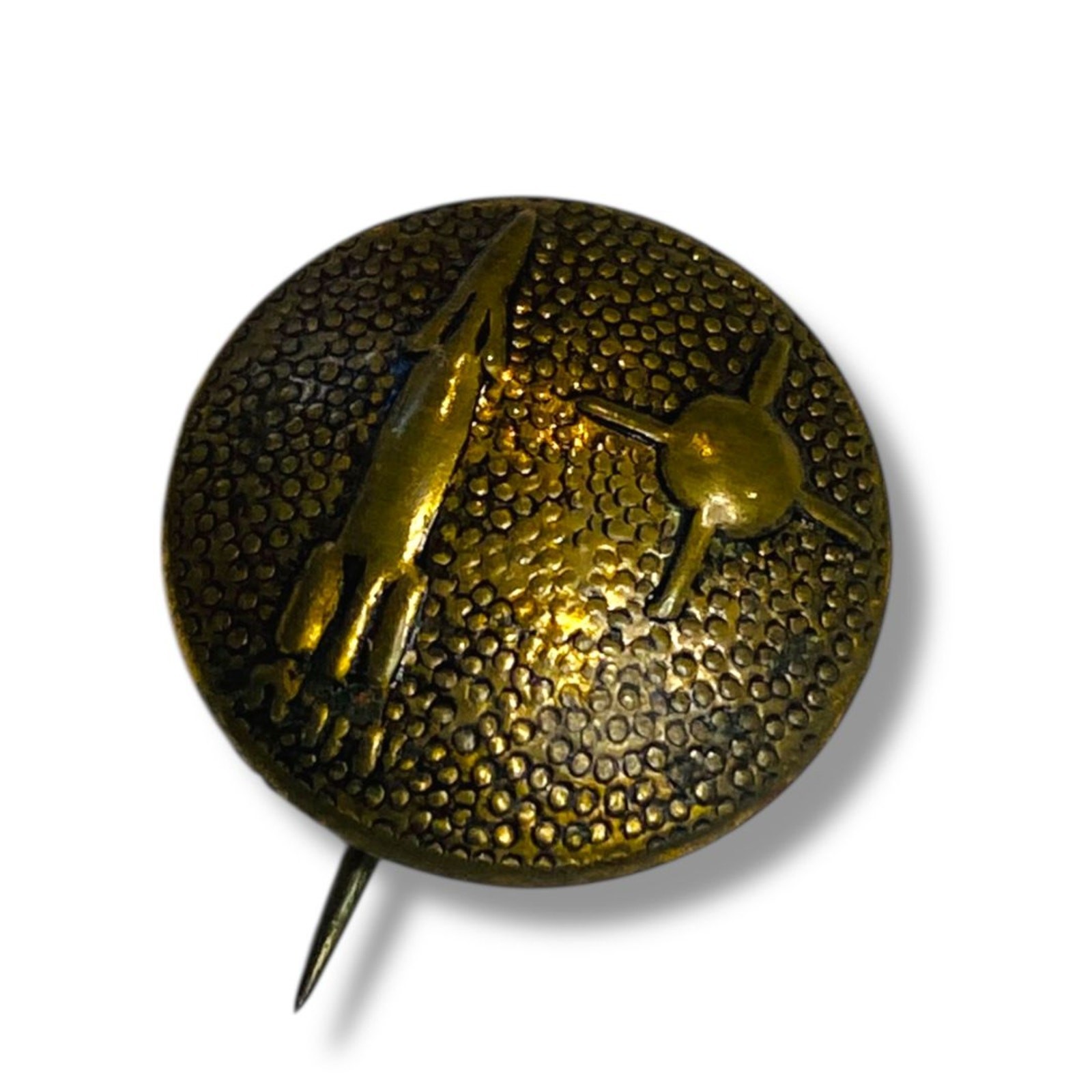 Vintage Rocket Spaceship Spacecraft Missile Launching Sputnik Brass Tone .5" Pin Vintage Rocket Spaceship Spacecraft Missile Launching Sputnik Brass Tone .5" Pin
