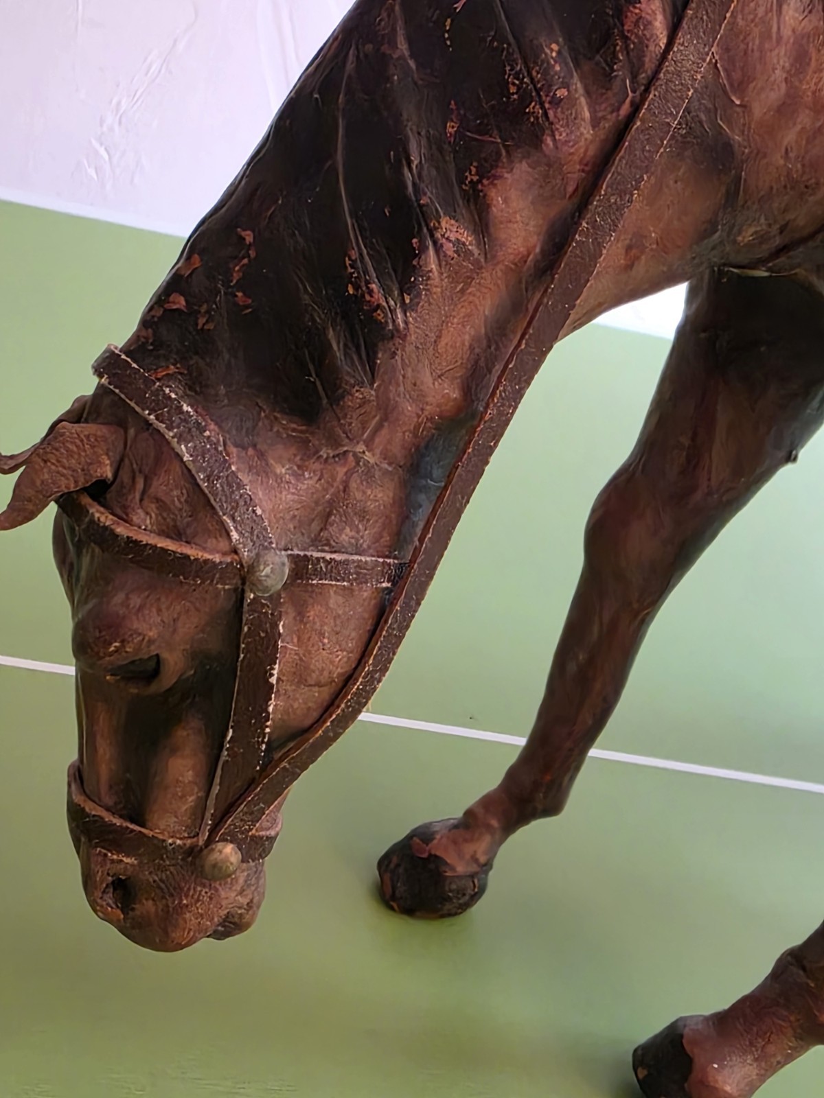 VINTAGE HANDMADE LEATHER HORSE 16” AWESOME CRAFTSMANSHIP GREAT DETAIL 1900’s VINTAGE HANDMADE LEATHER HORSE 16” AWESOME CRAFTSMANSHIP GREAT DETAIL 1900’s