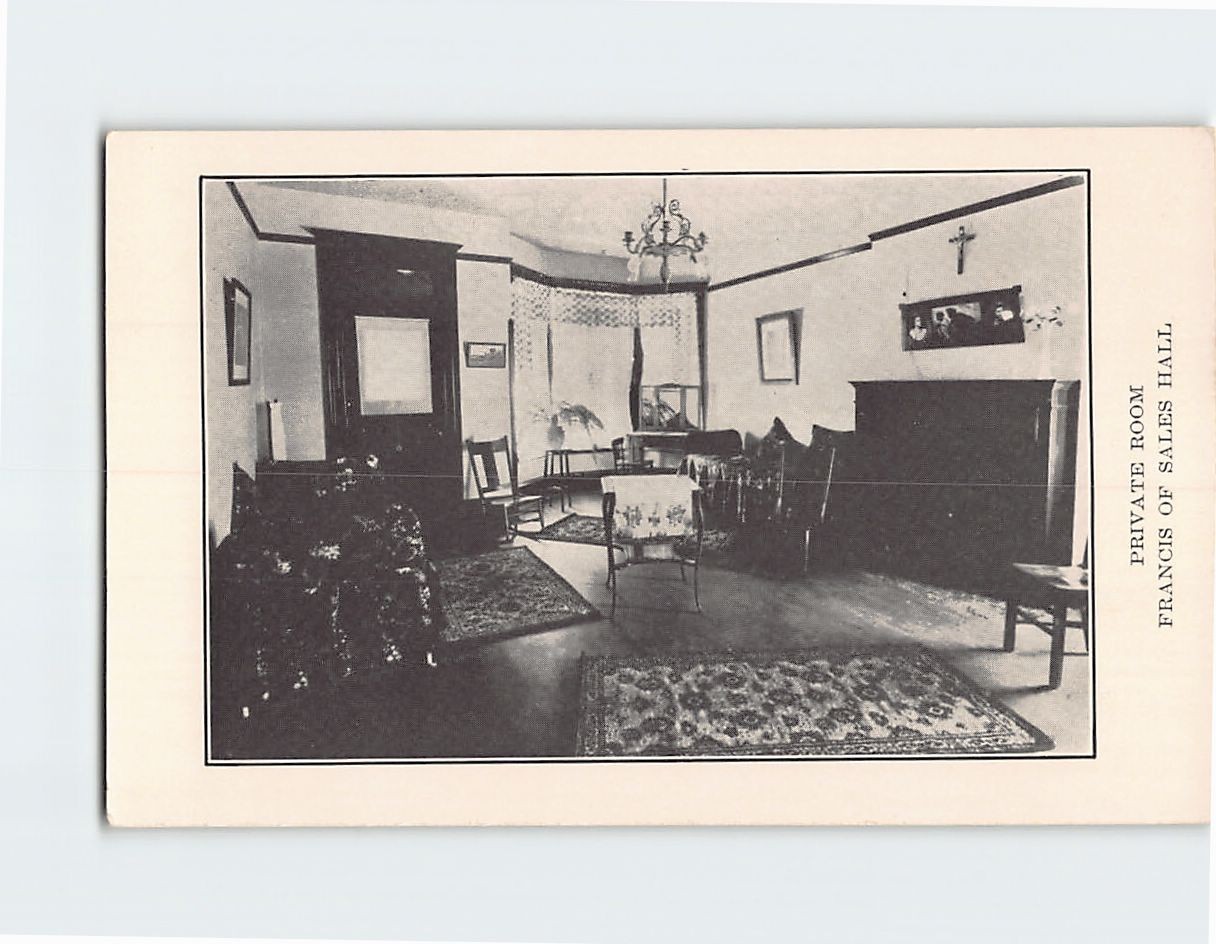 Postcard Private Room Francis of Sales Hall Vintage Interior View Furniture Postcard Private Room Francis of Sales Hall Vintage Interior View Furniture