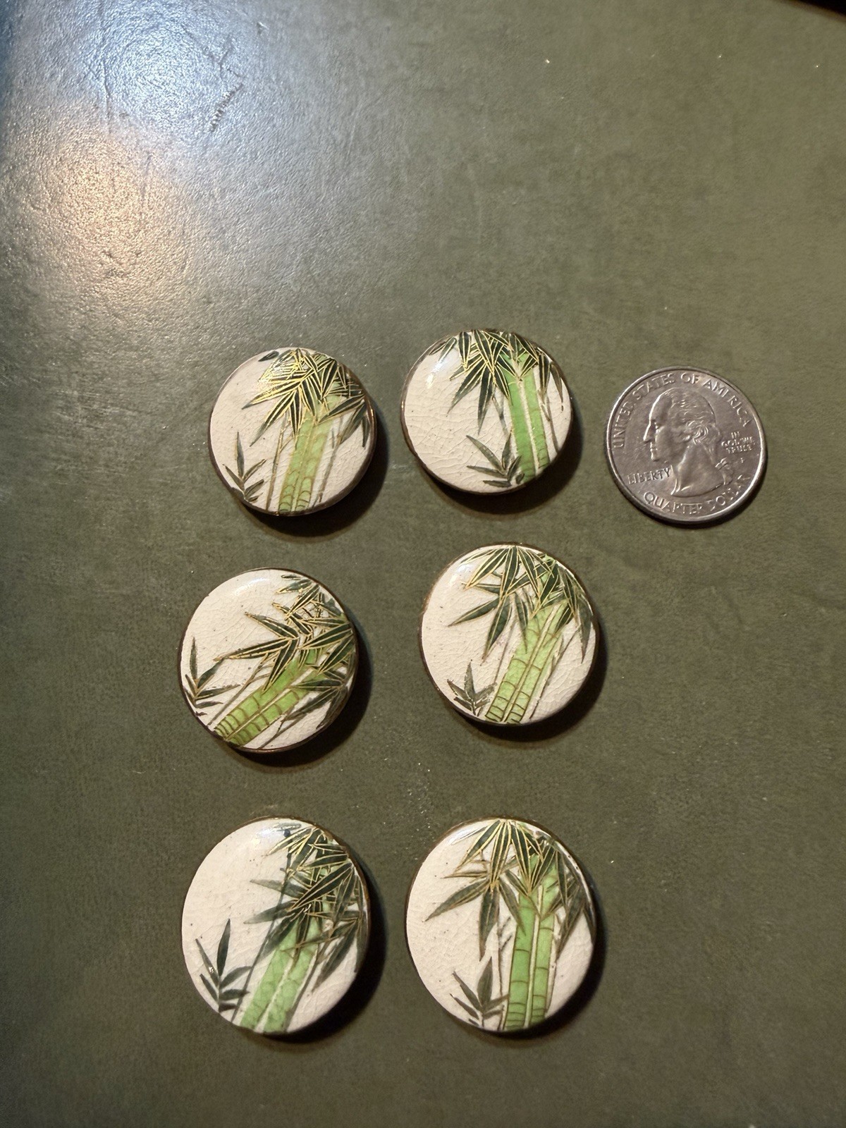 Rare Set Of 6 Vintage 1940 Satsuma Buttons. Hand Painted. Rare Set Of 6 Vintage 1940 Satsuma Buttons. Hand Painted.