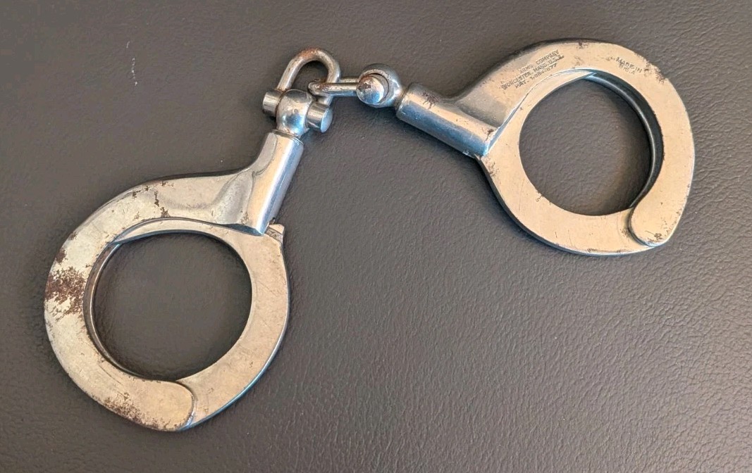 Vtg Antique H & R Arms Unescapable Handcuffs No Keys USA