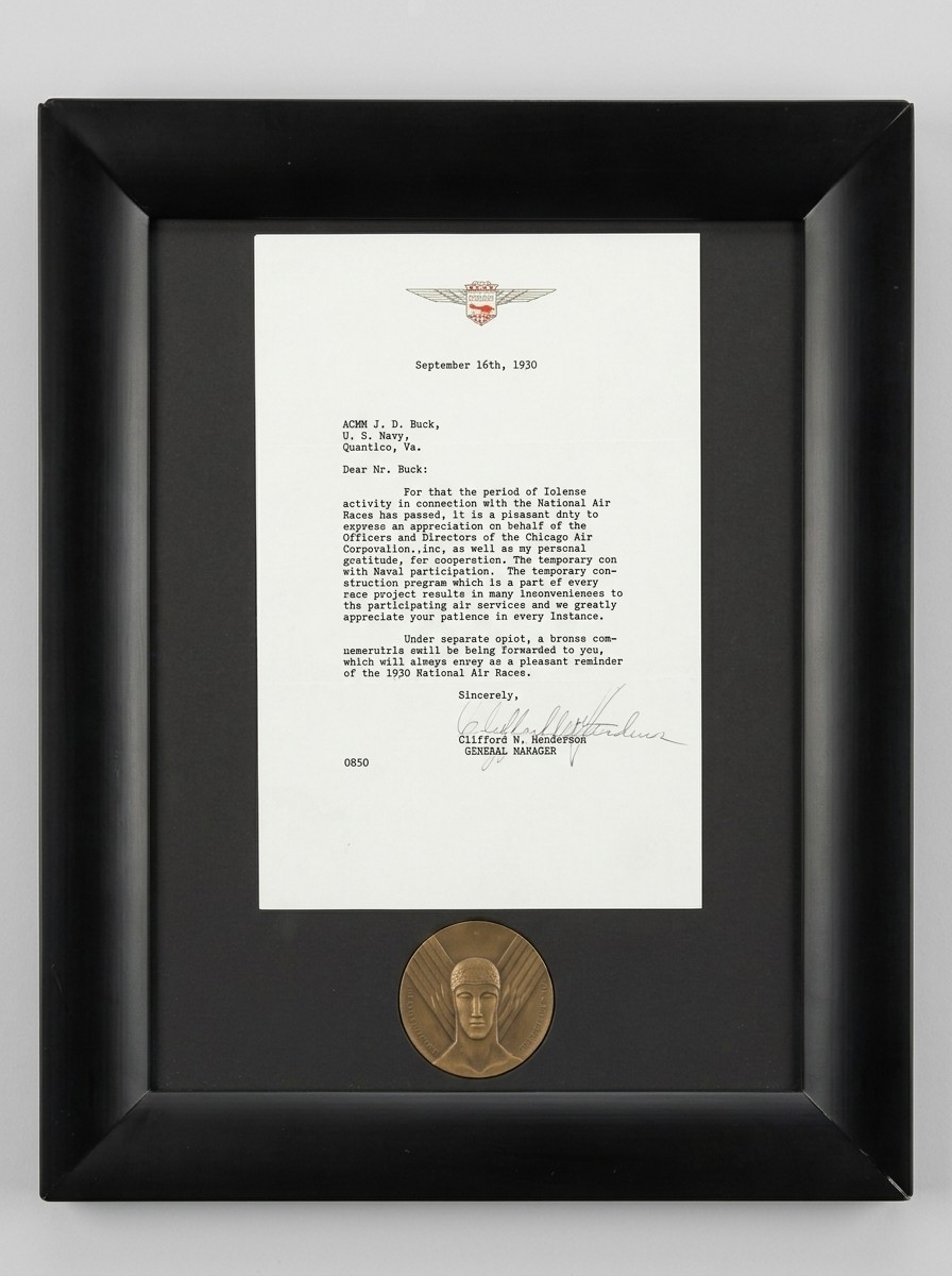 1930 National Air Races Medal Presentation Set Cliff Henderson Signed Letter 1930 National Air Races Medal Presentation Set Cliff Henderson Signed Letter