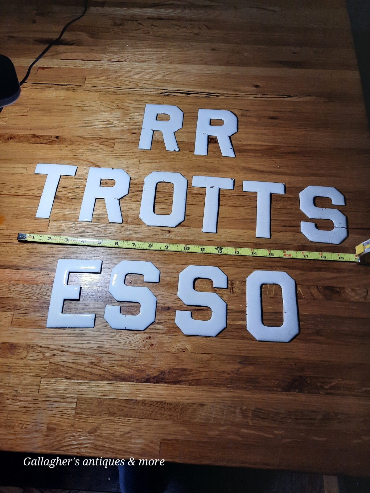 Vintage Brass Porcelain Enamel Esso Roosters Sign 4" Letters Rest Roses Roots Vintage Brass Porcelain Enamel Esso Roosters Sign 4" Letters Rest Roses Roots