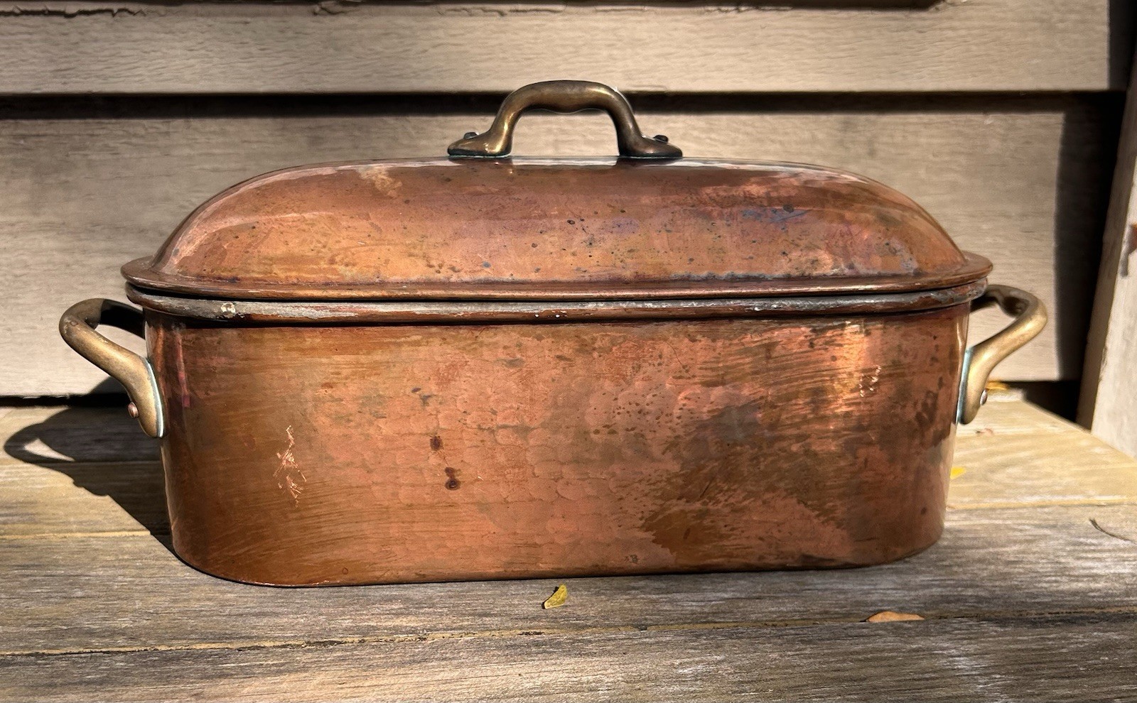 Vtg Hammered Copper Fish Kettle Poacher Planter 15” Farmhouse Cottage Rustic Vtg Hammered Copper Fish Kettle Poacher Planter 15” Farmhouse Cottage Rustic