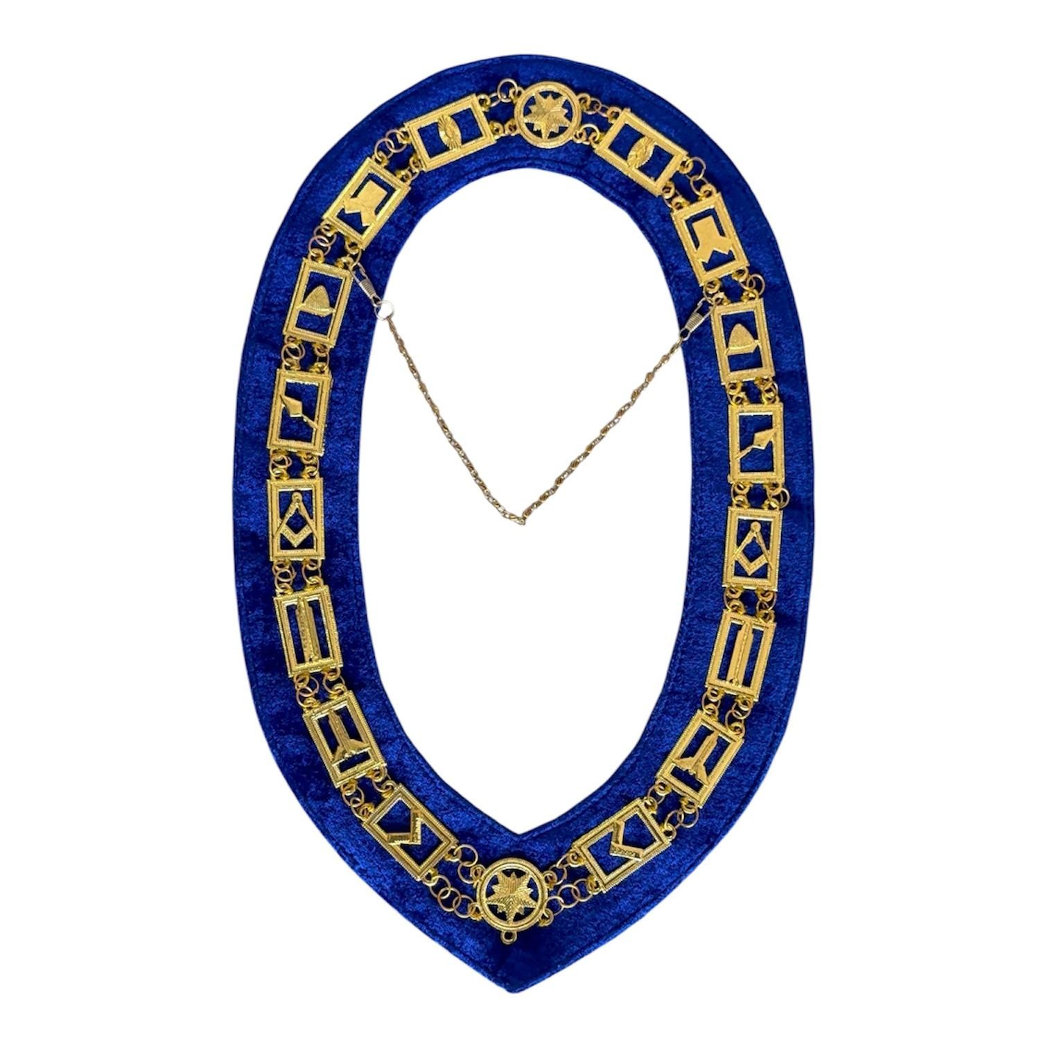 Masonic Regalia Master Mason GOLD/ PLATED Chain Collar BLUE Backing DMR-400GB Masonic Regalia Master Mason GOLD/ PLATED Chain Collar BLUE Backing DMR-400GB