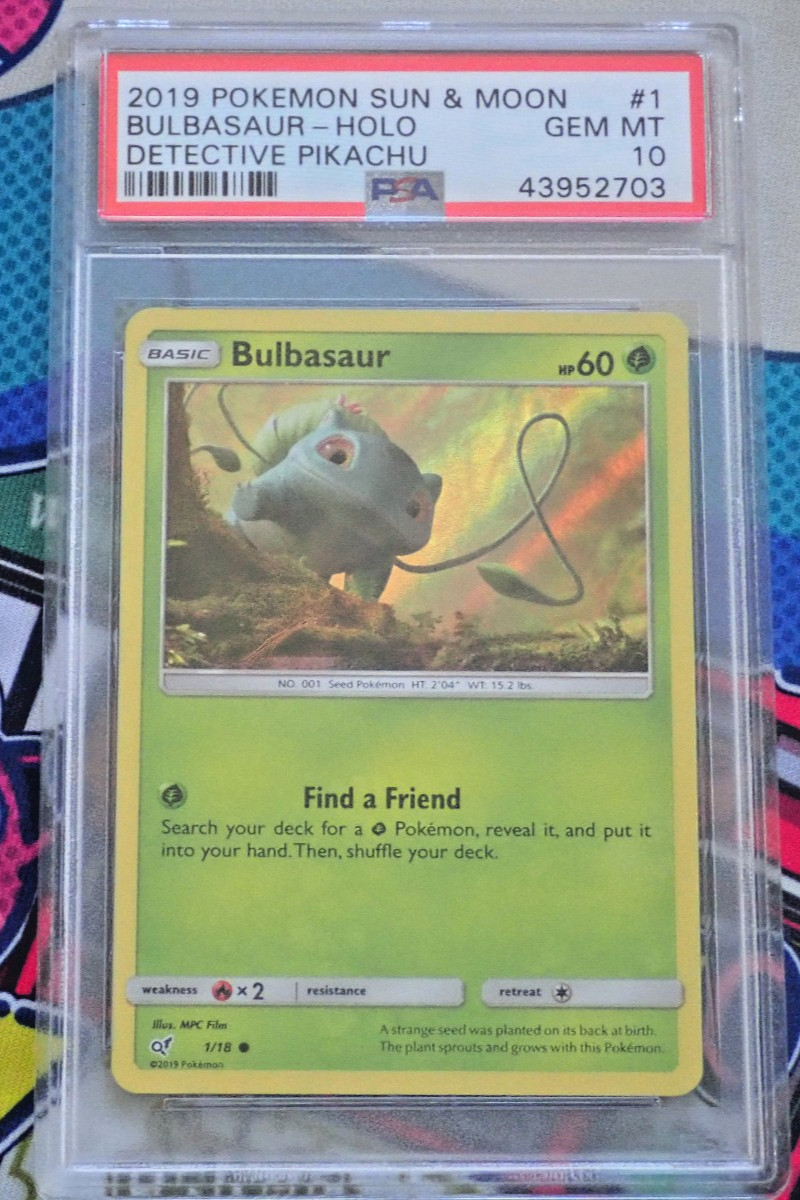 PSA 10 Bulbasaur 1/18 | Pokemon Detective Pikachu Sun Moon Holo Graded Card PSA 10 Bulbasaur 1/18 | Pokemon Detective Pikachu Sun Moon Holo Graded Card