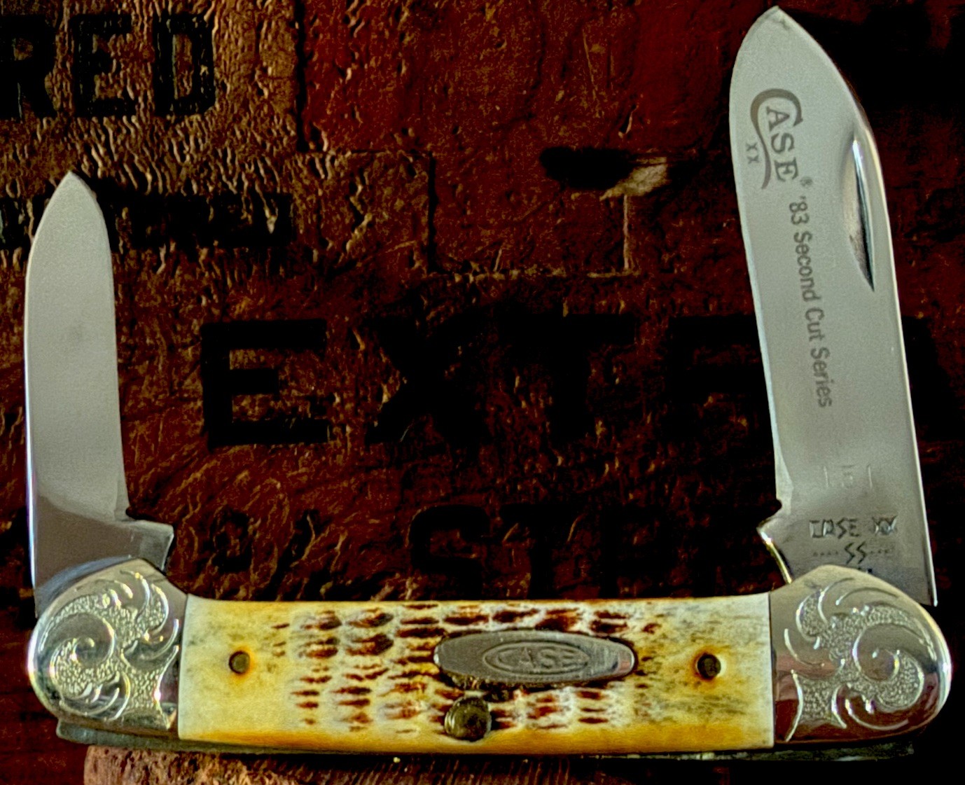 🔥RARE 1983 CASE XX SECOND CUT SCROLLED SILVER BOLSTERS 2 BLADE CANOE🔥 🔥RARE 1983 CASE XX SECOND CUT SCROLLED SILVER BOLSTERS 2 BLADE CANOE🔥