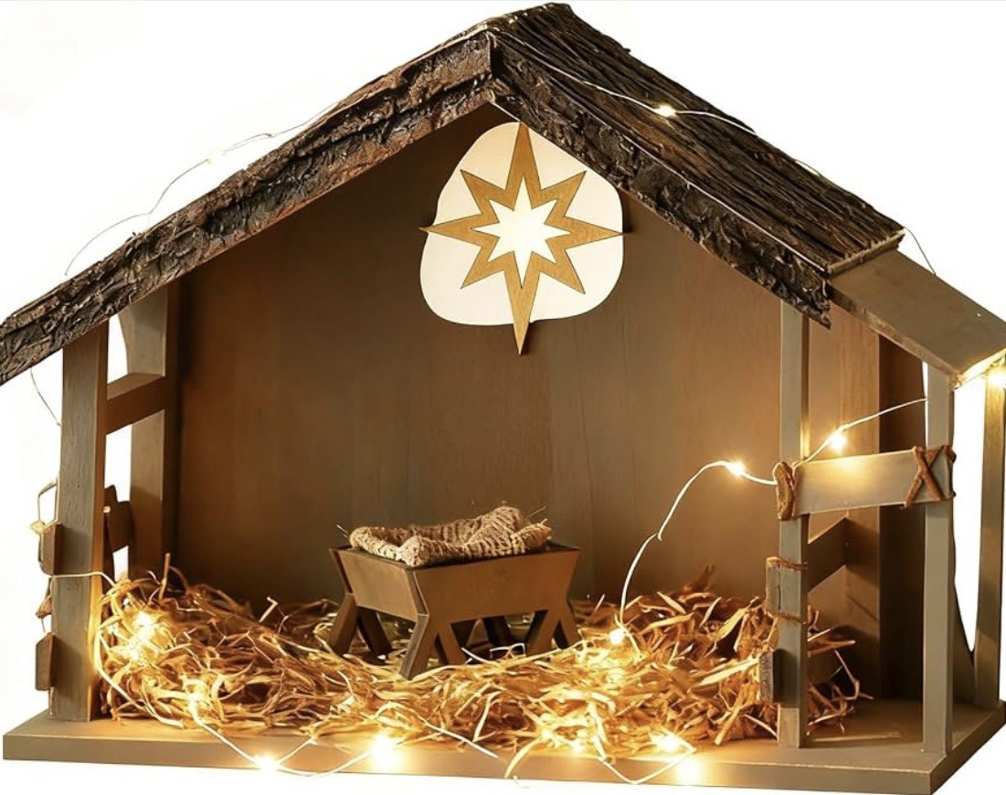 15.6” LED Lighted Wooden Nativity Stable Christmas Manger Scene 8” Figures 15.6” LED Lighted Wooden Nativity Stable Christmas Manger Scene 8” Figures