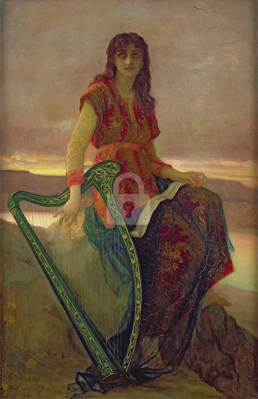 Ernest Habert, The Harpist 1859 *Art Postcard NEW Ernest Habert, The Harpist 1859 *Art Postcard NEW