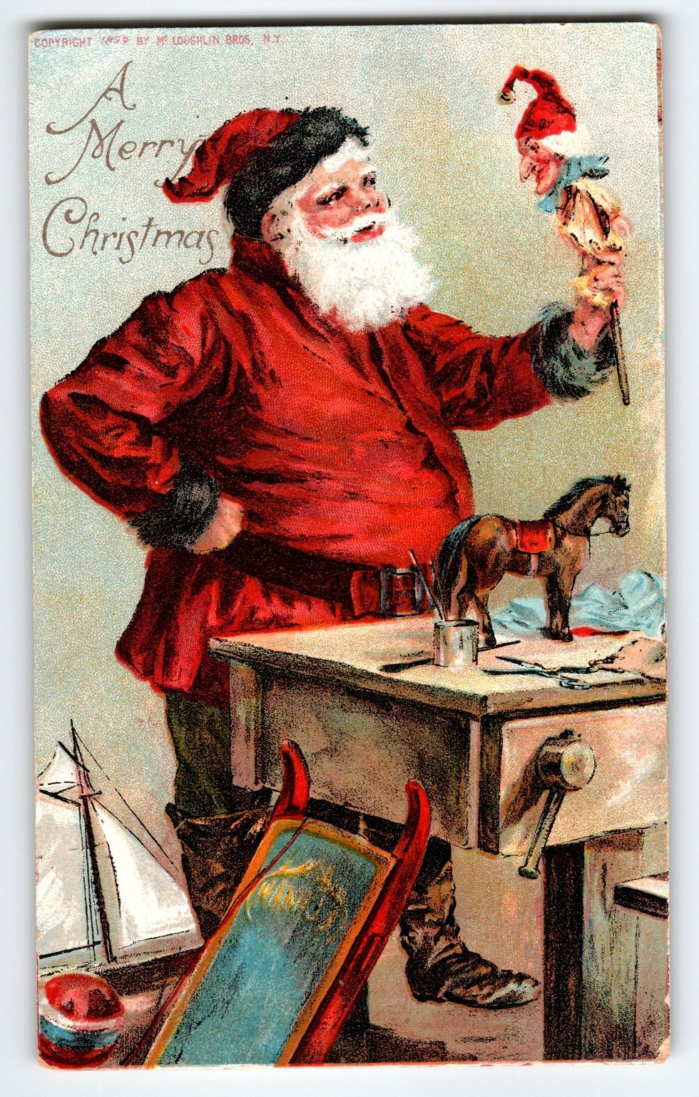 Vintage 1899 Santa Claus Christmas Postcard by McLoughlin Bros N.Y. Undivided Vintage 1899 Santa Claus Christmas Postcard by McLoughlin Bros N.Y. Undivided